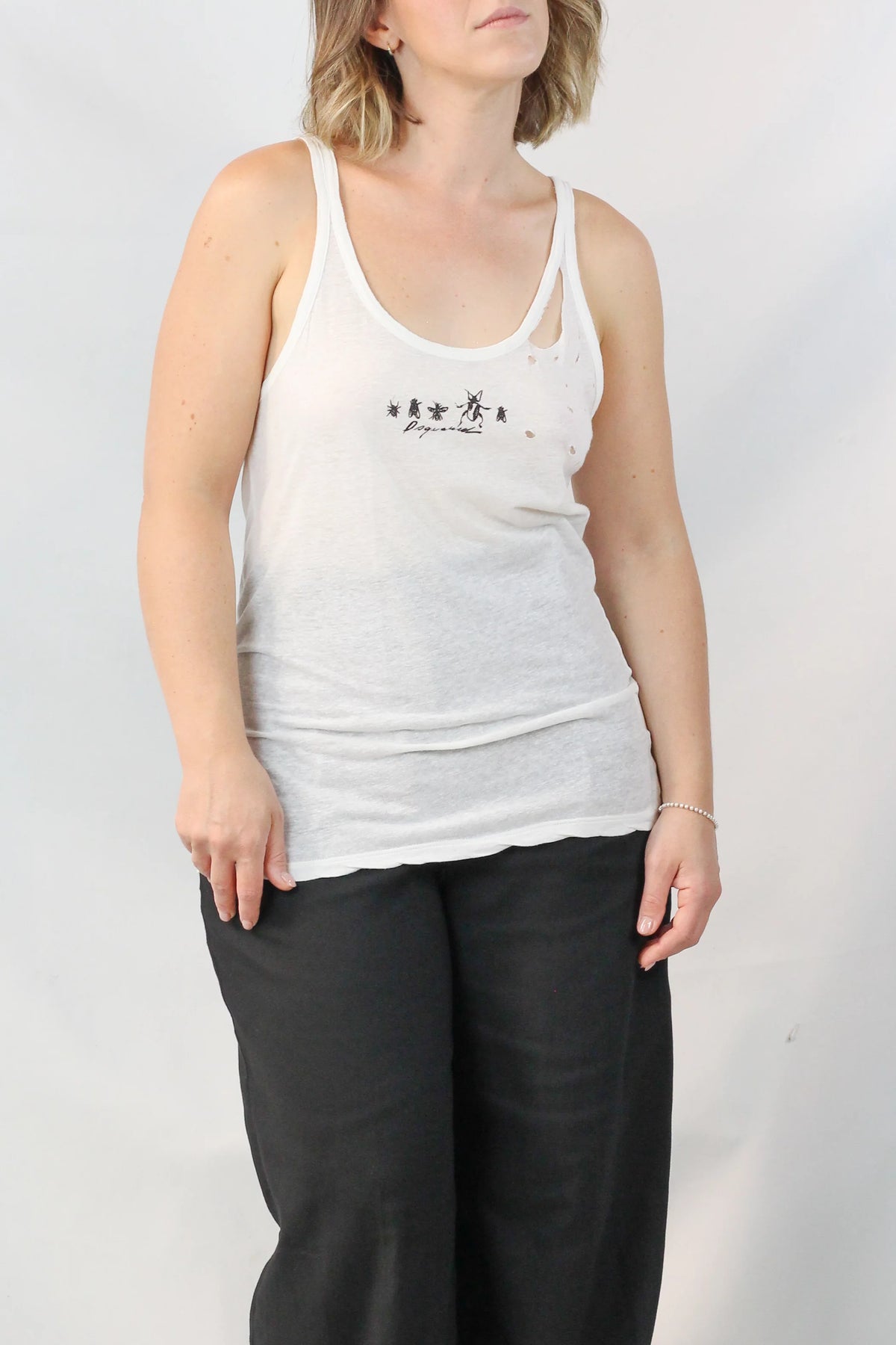 Distressed Cotton Tank Top