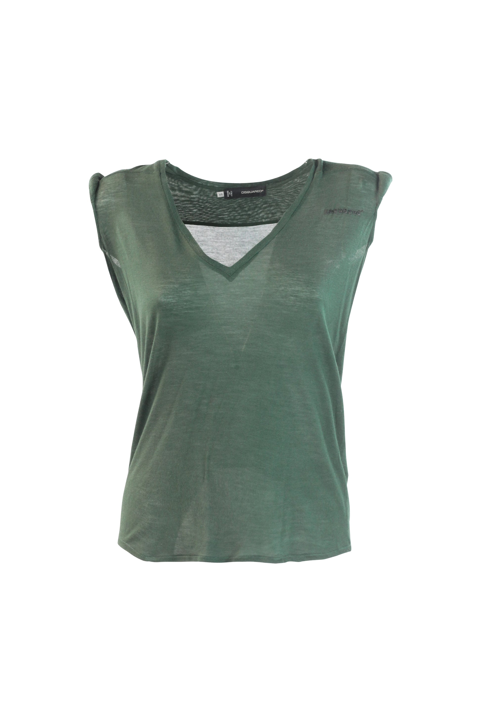 Green Silk-Viscose Tank Top