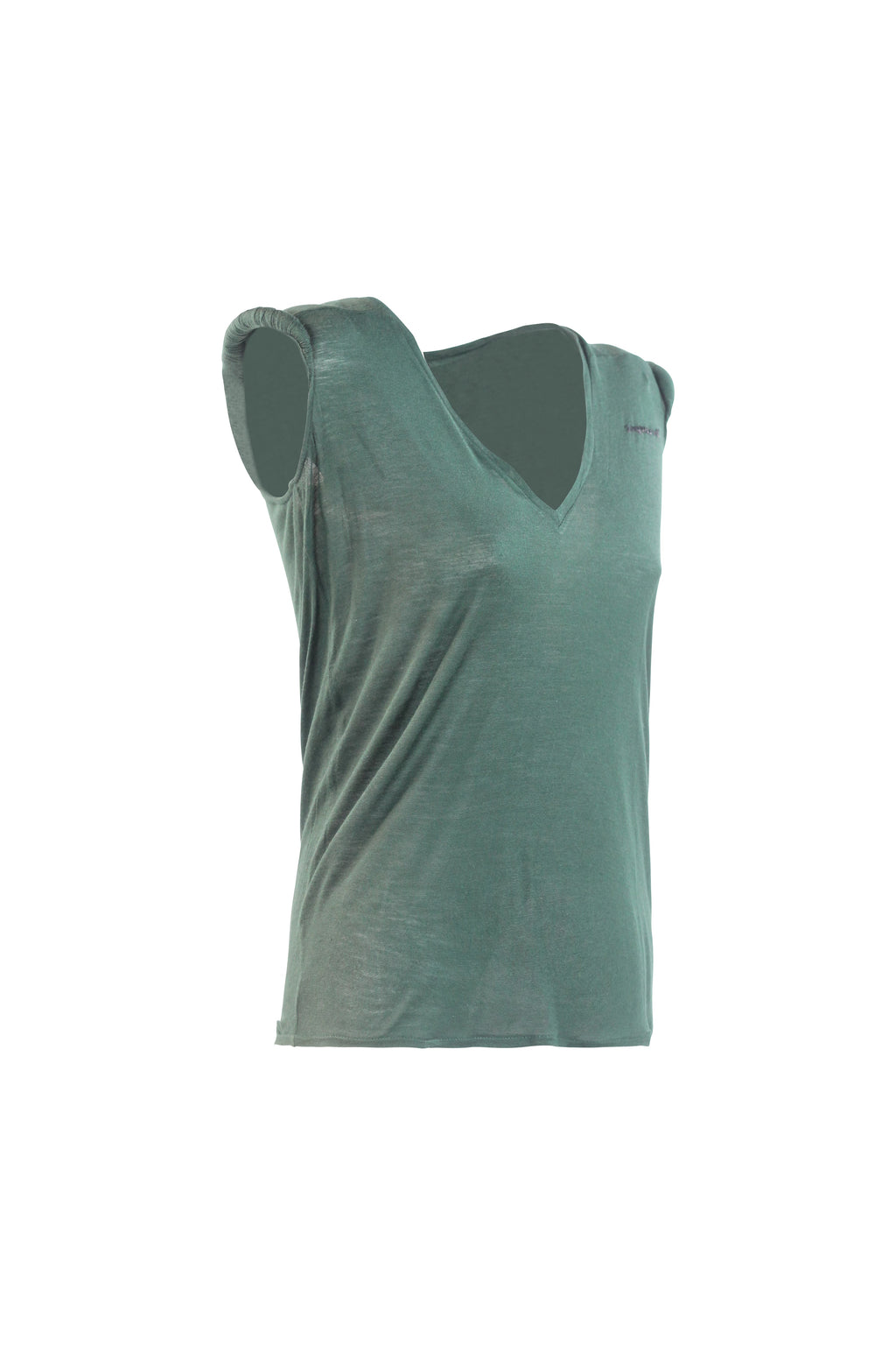 Green Silk-Viscose Tank Top