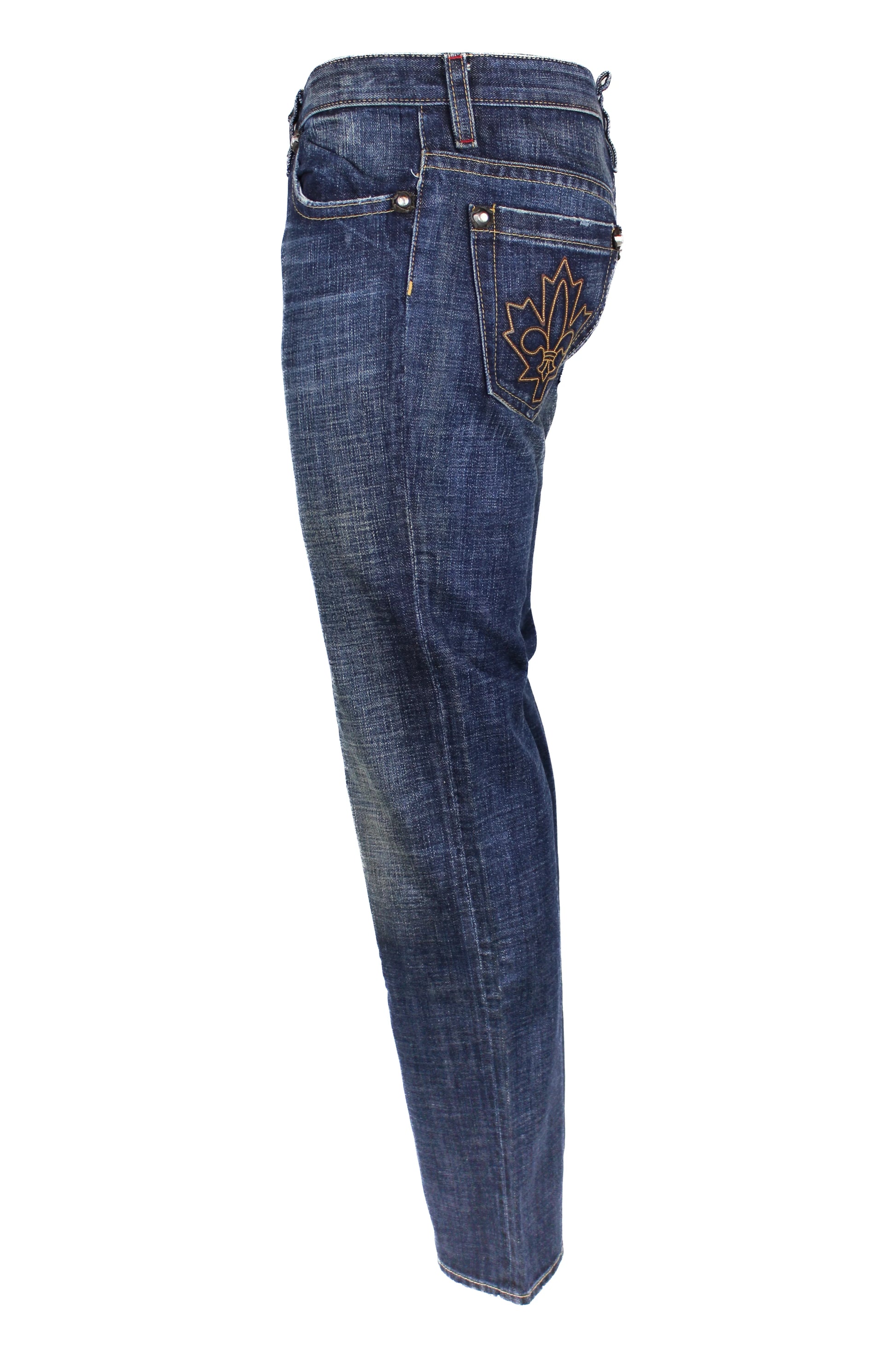 Maple Leaf Embroidered Dark Wash Jeans