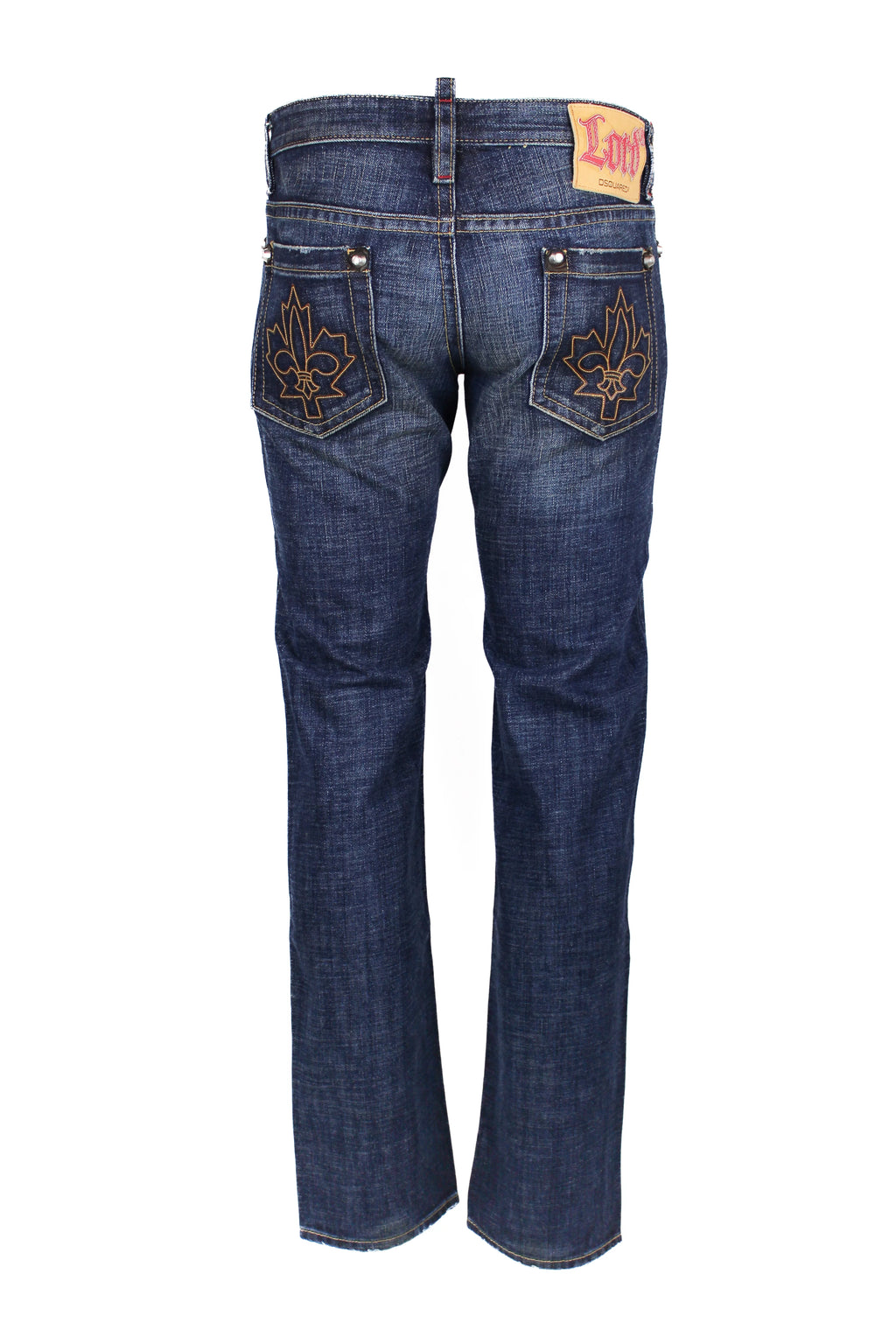 Maple Leaf Embroidered Dark Wash Jeans