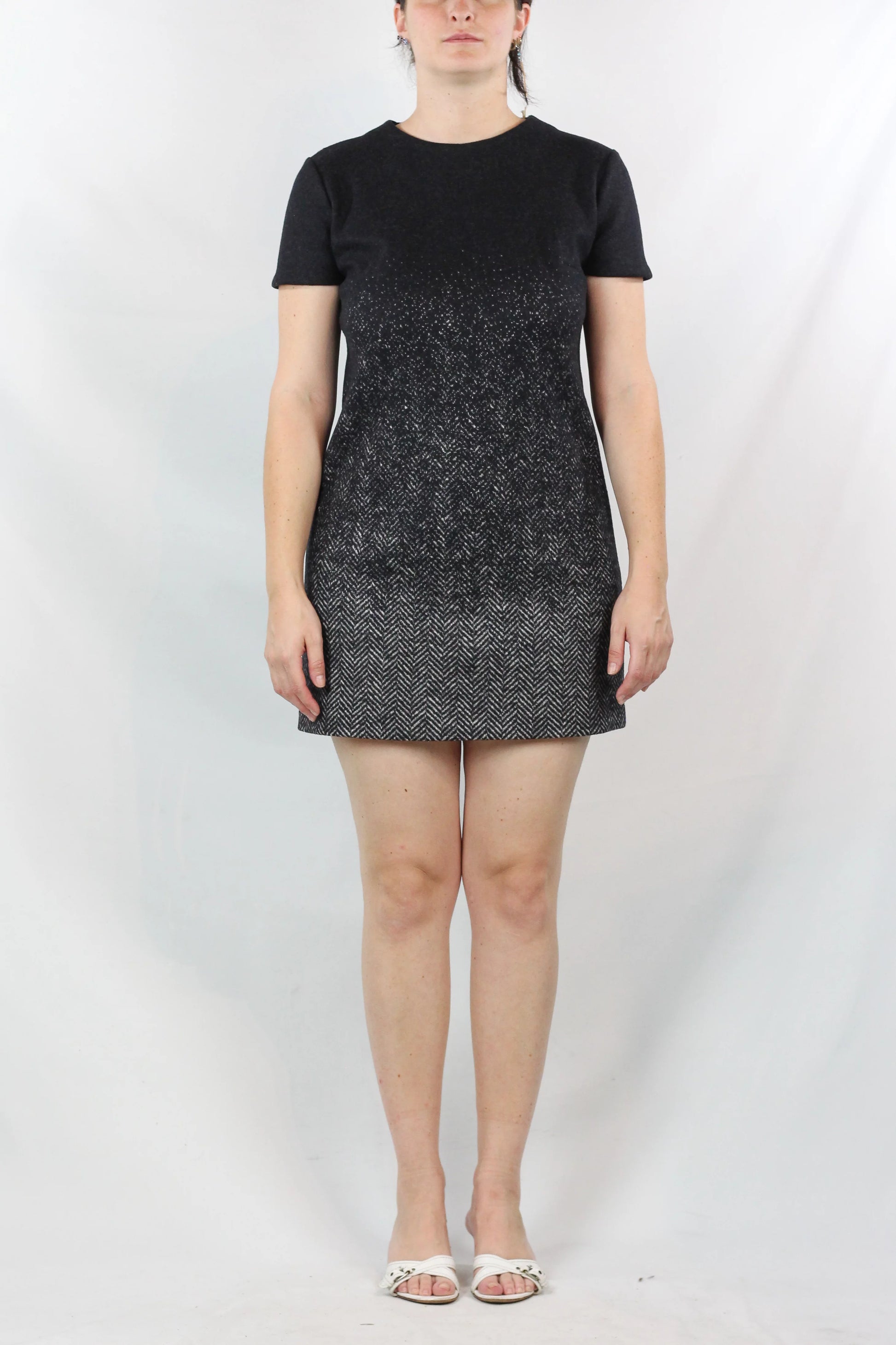 Wool Herringbone Ombré Mini Dress