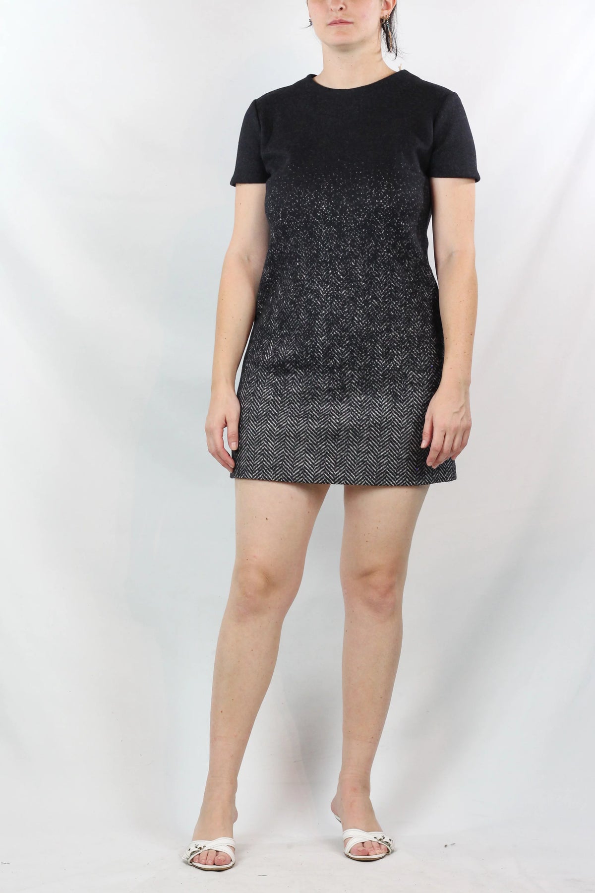 Wool Herringbone Ombré Mini Dress