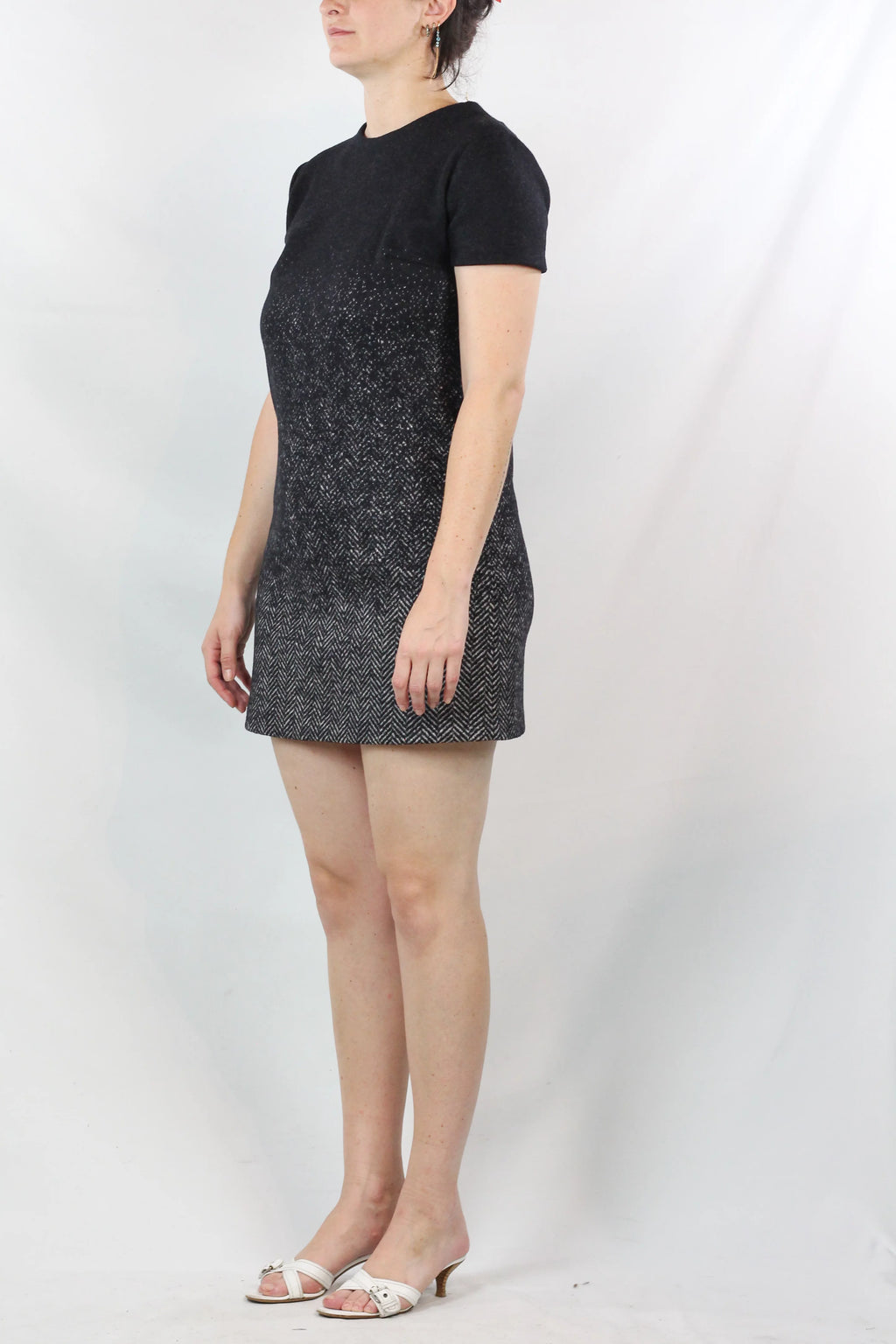 Wool Herringbone Ombré Mini Dress