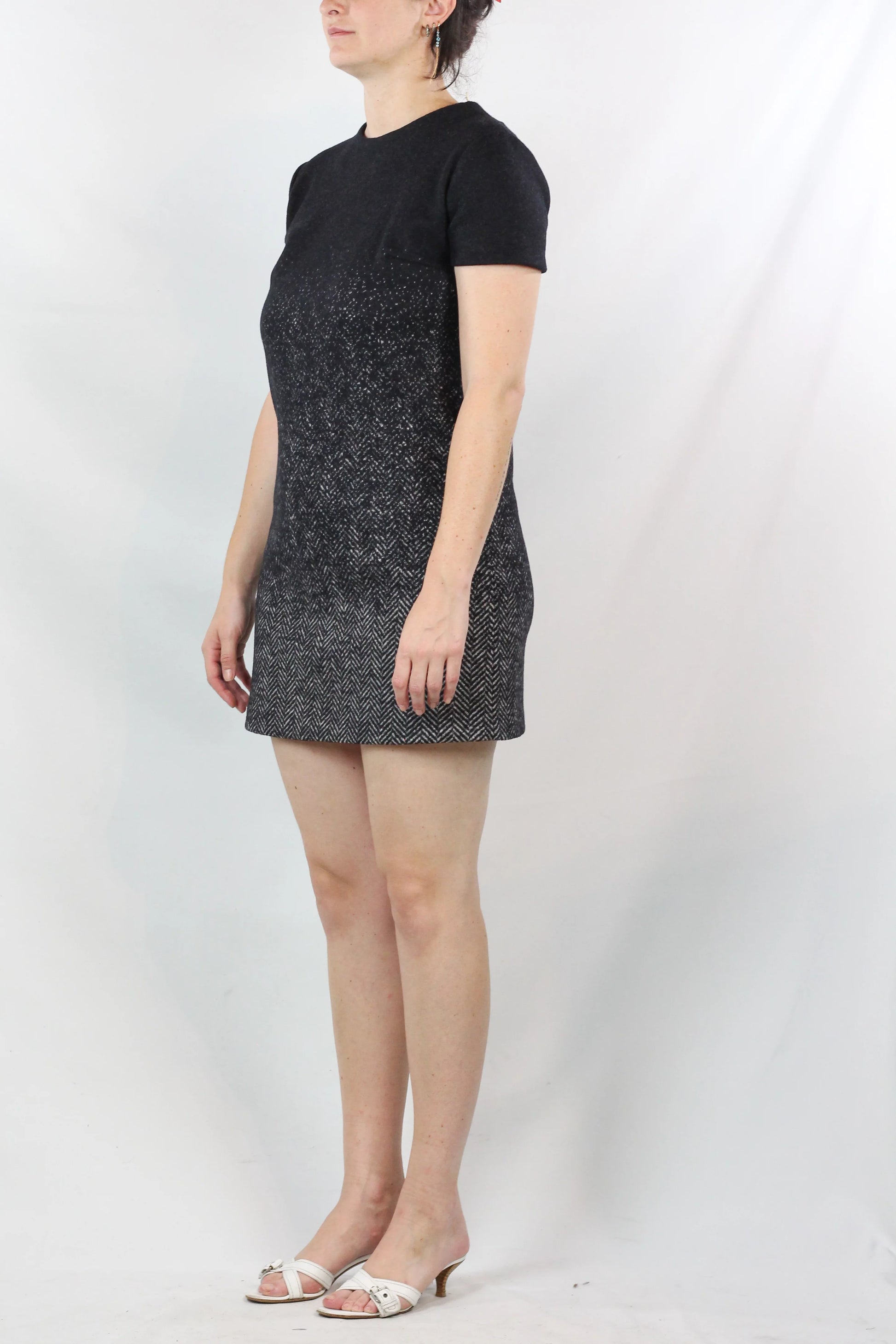 Wool Herringbone Ombré Mini Dress