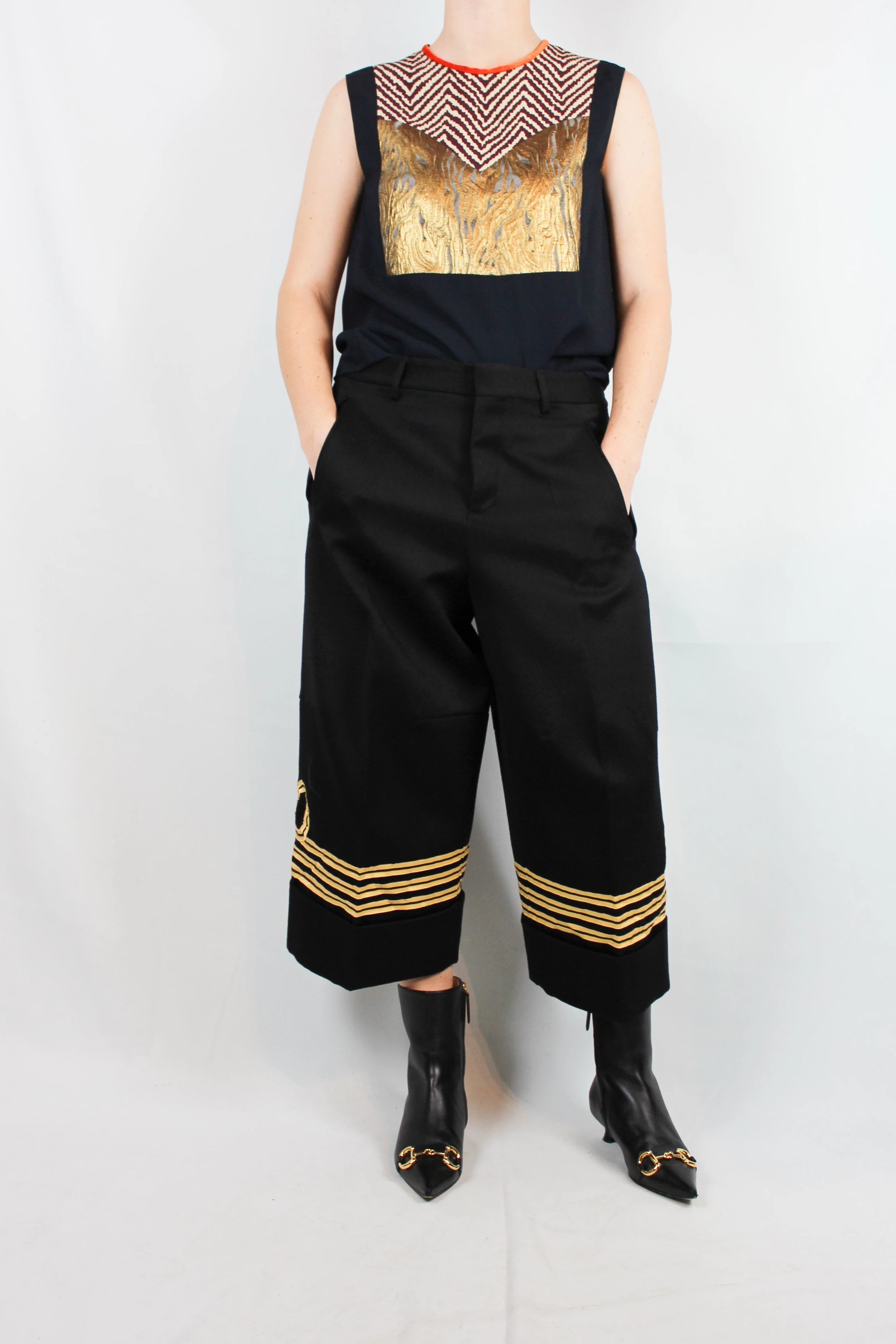 Oversized Navy-Inspired Trousers with Military Details FW2015