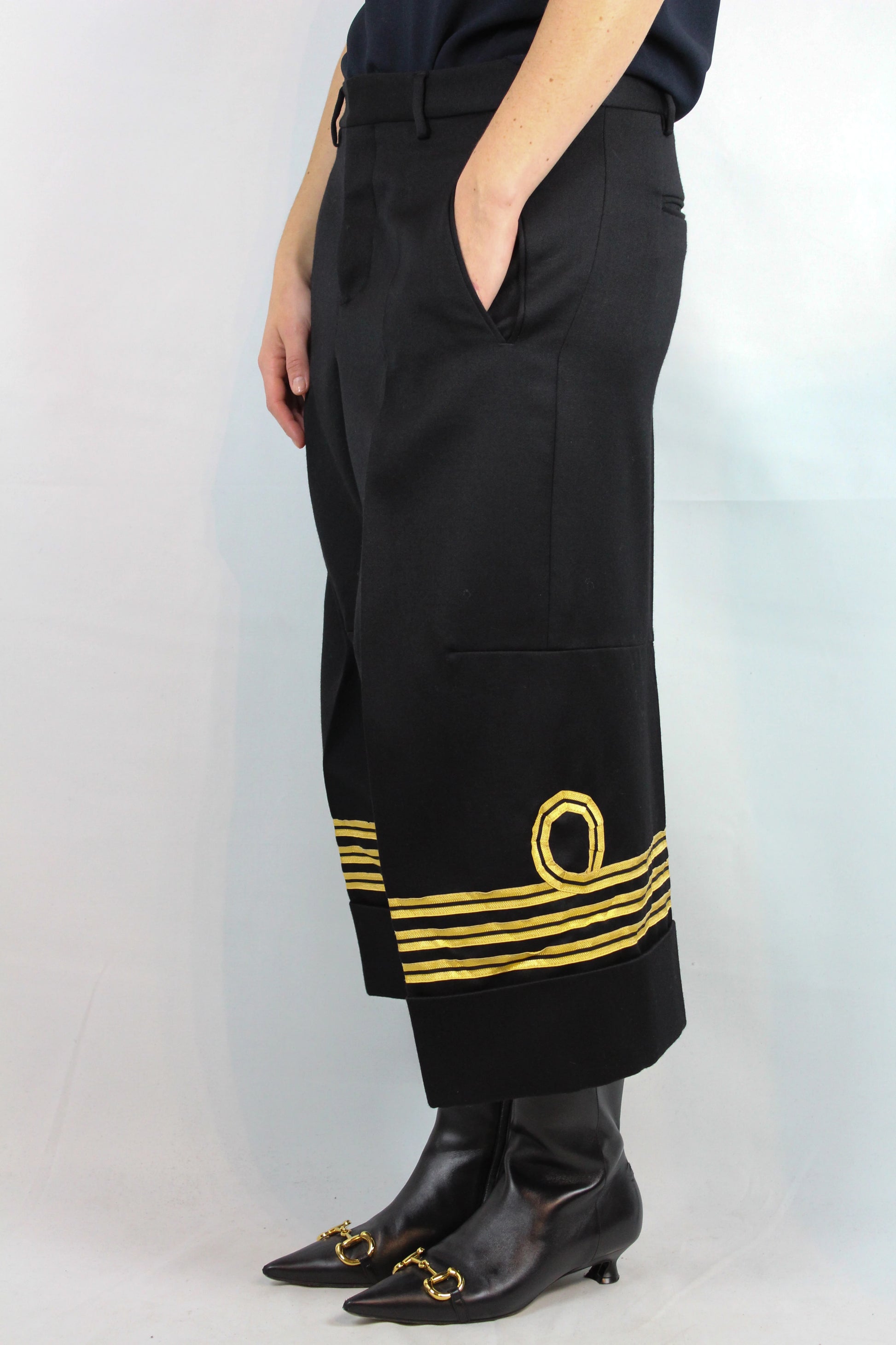 Oversized Navy-Inspired Trousers with Military Details FW2015