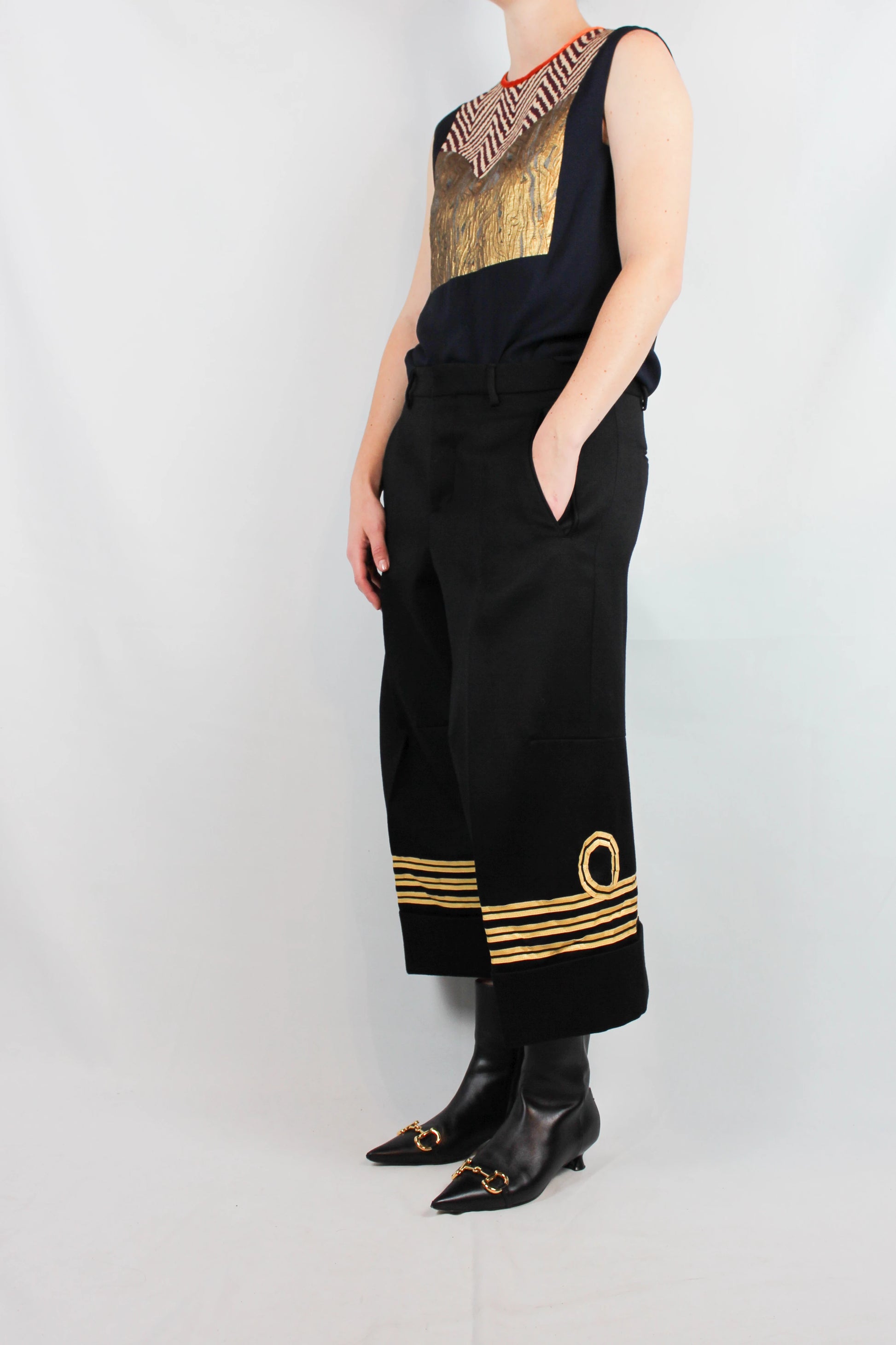 Oversized Navy-Inspired Trousers with Military Details FW2015