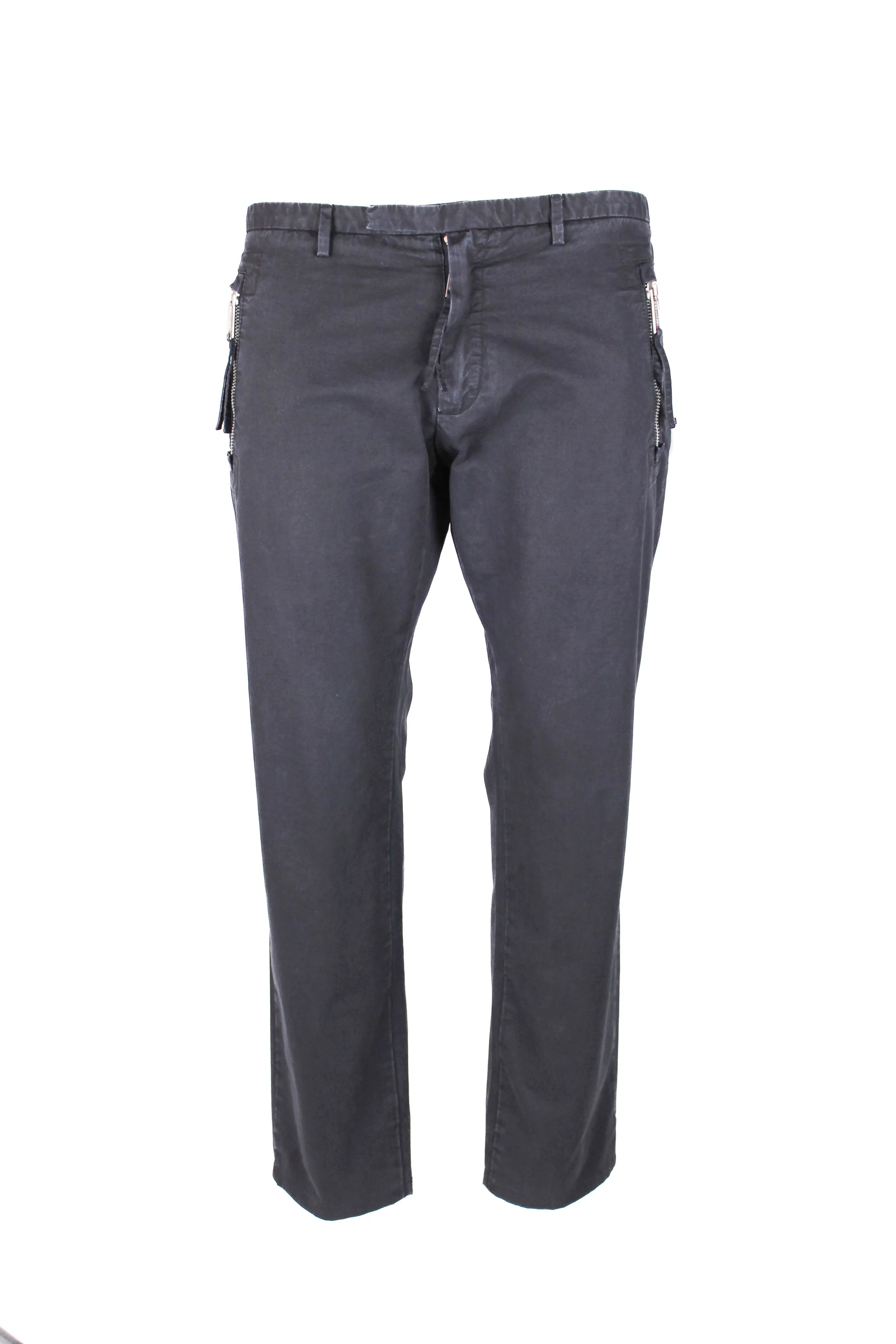 Zip-Pocket Cotton Chino Trousers Dark Navy