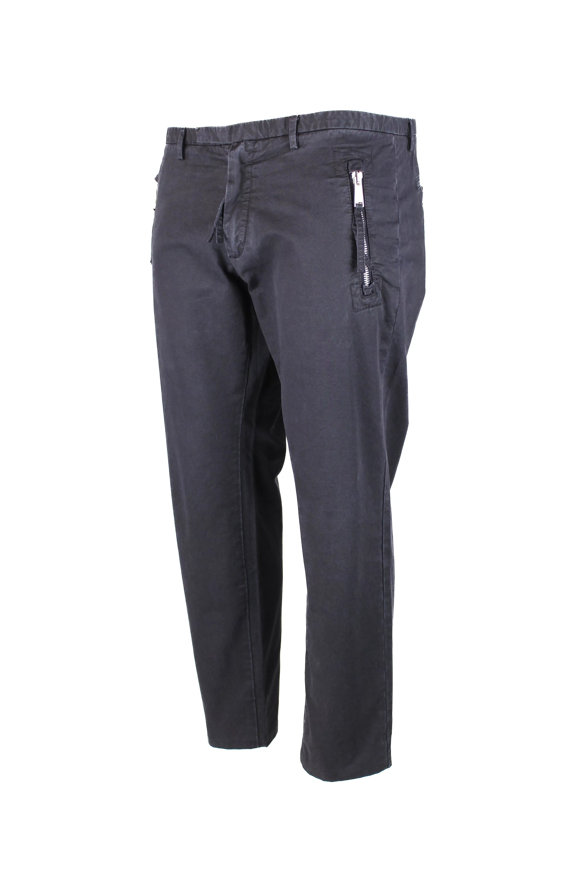 Zip-Pocket Cotton Chino Trousers Dark Navy