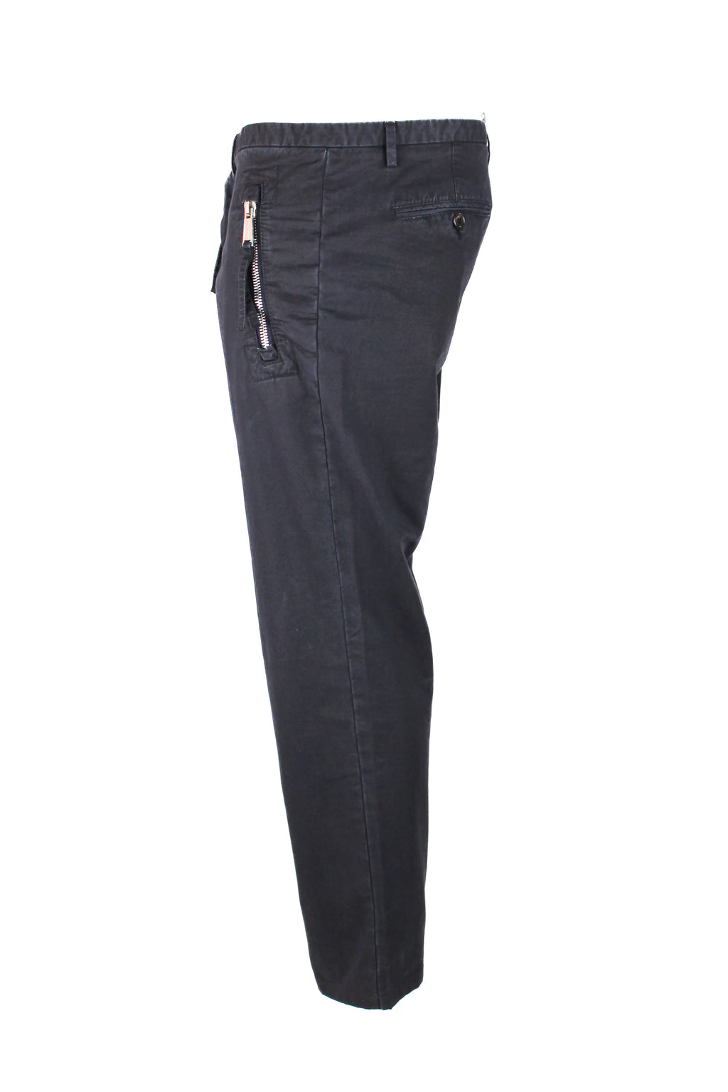 Zip-Pocket Cotton Chino Trousers Dark Navy