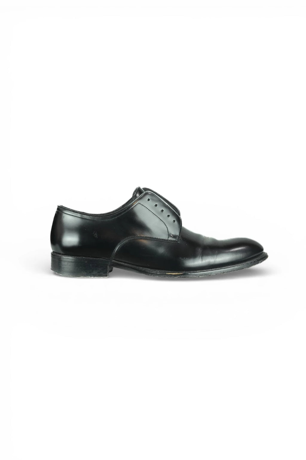 Black Leather "Laceless" Oxford Shoes