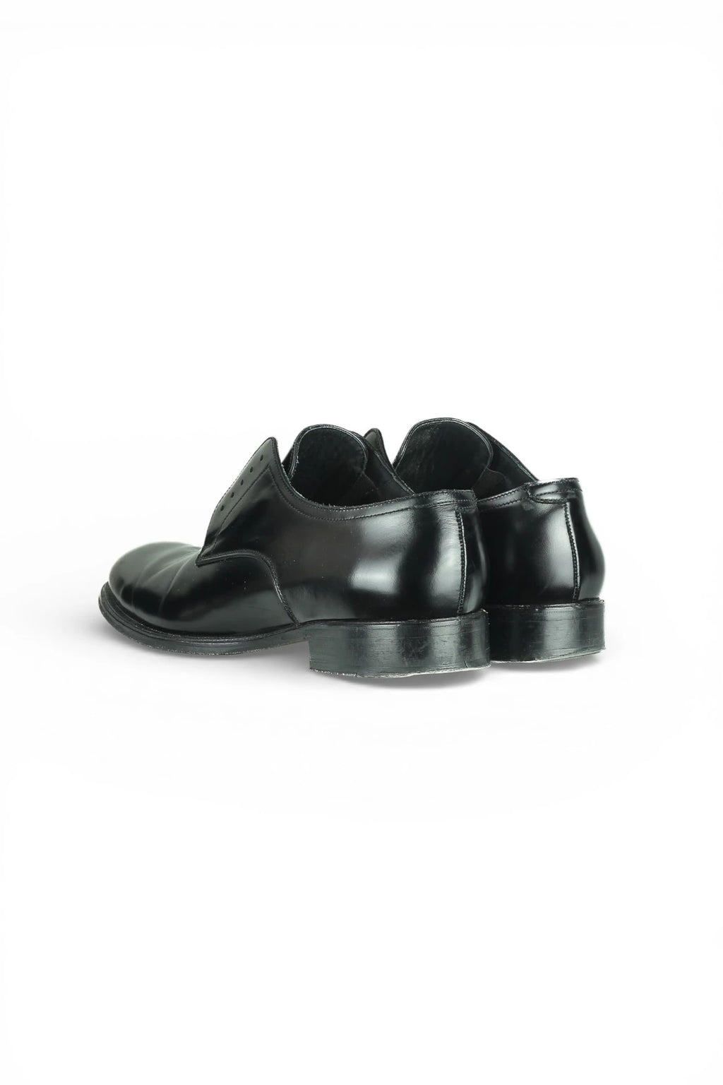 Black Leather "Laceless" Oxford Shoes