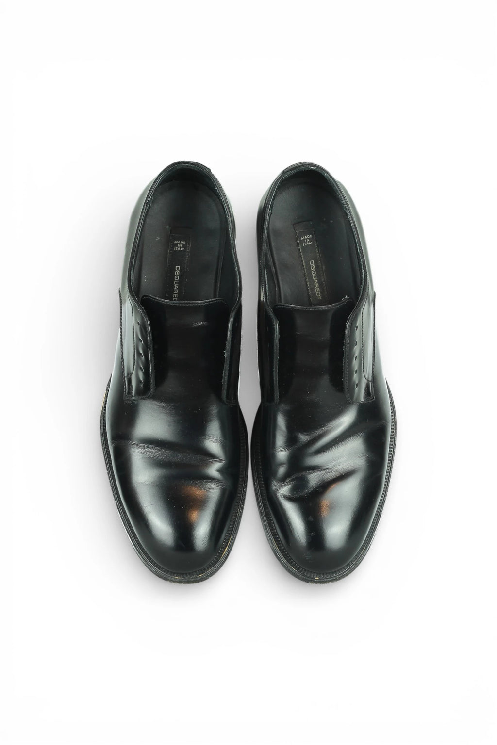 Black Leather "Laceless" Oxford Shoes