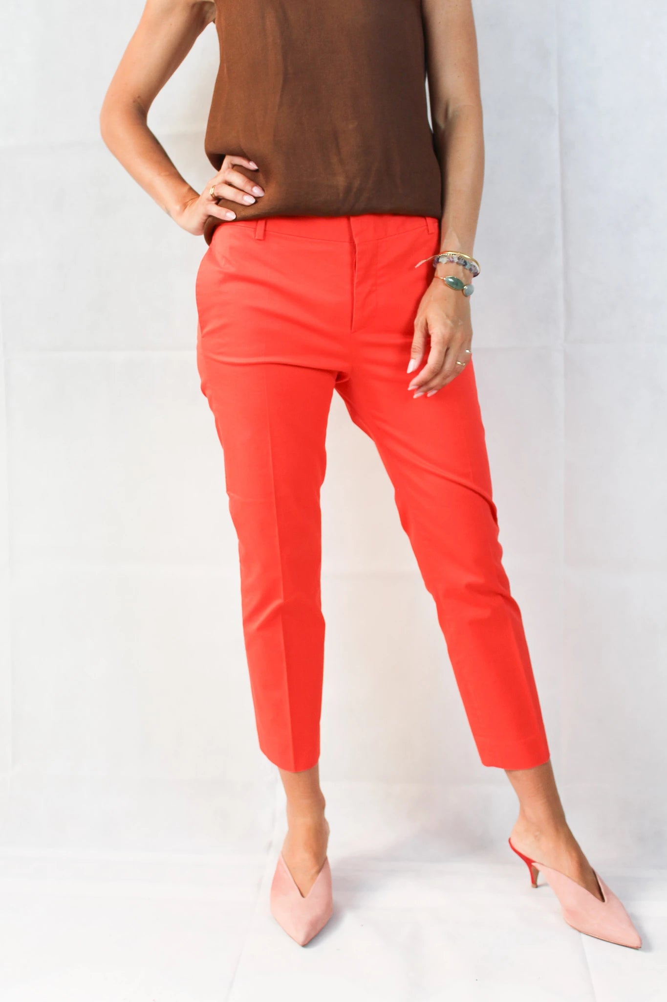 Orange slim cropped trousers