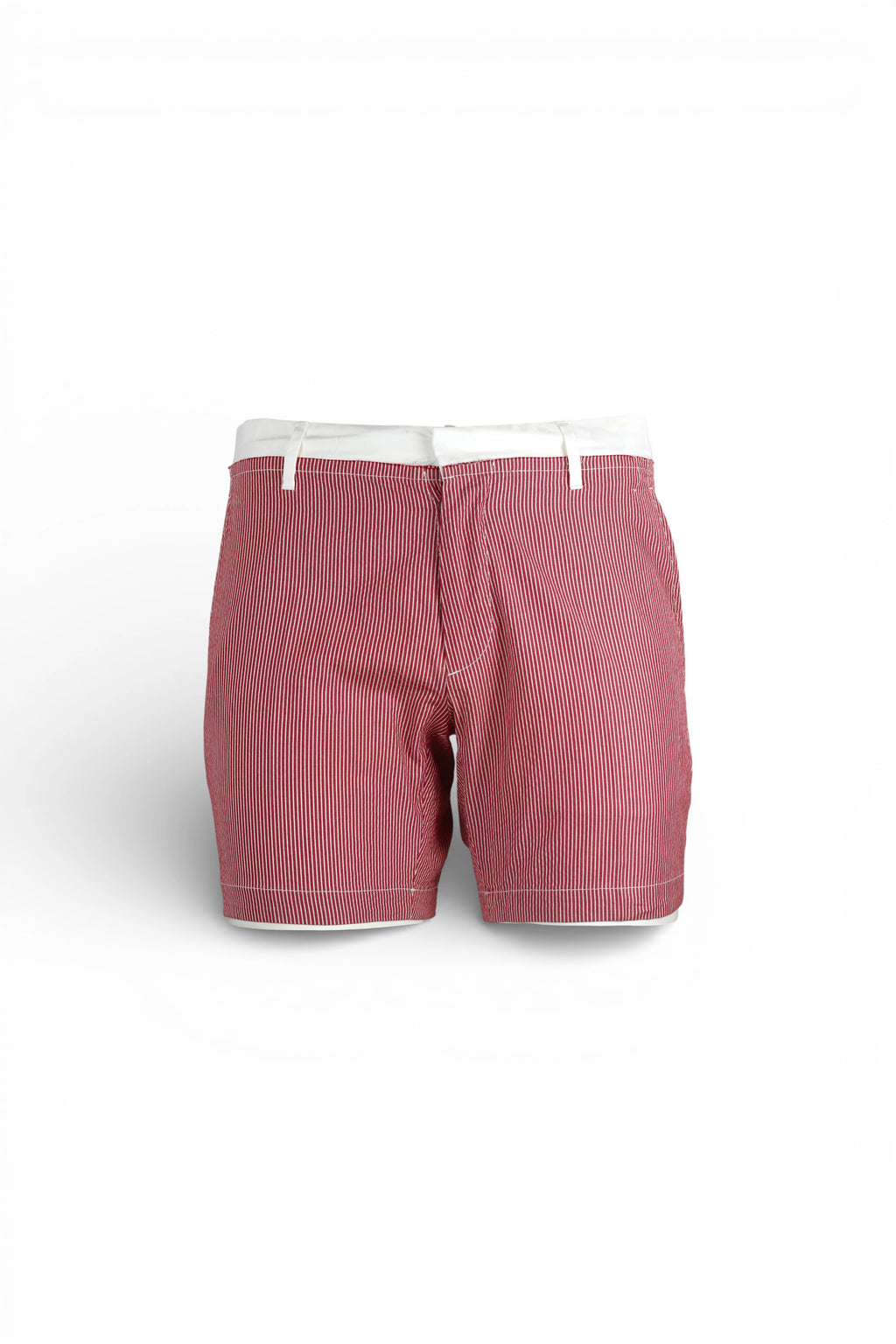 Red Cotton Shorts with White Waistband