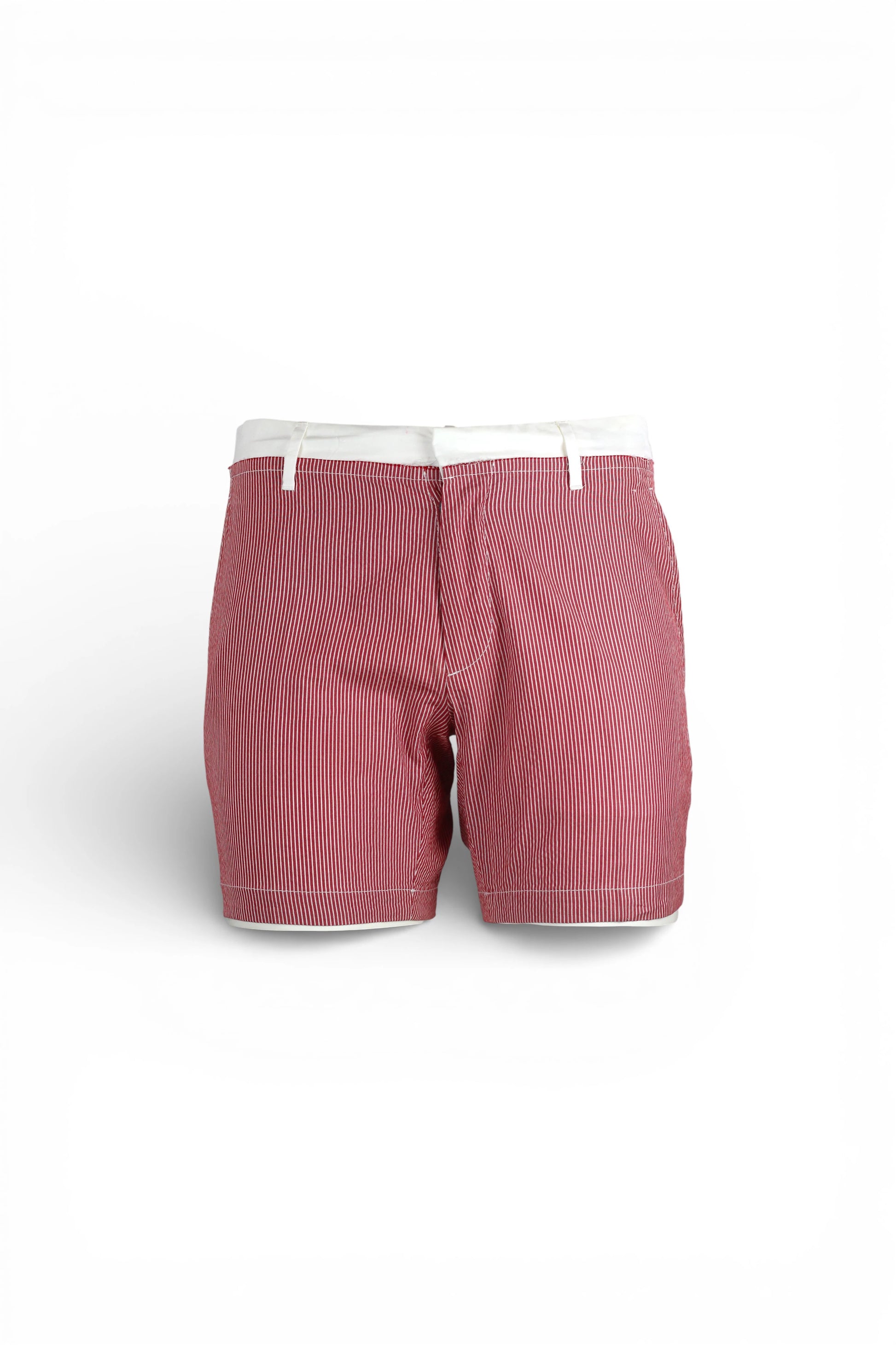 Red Cotton Shorts with White Waistband
