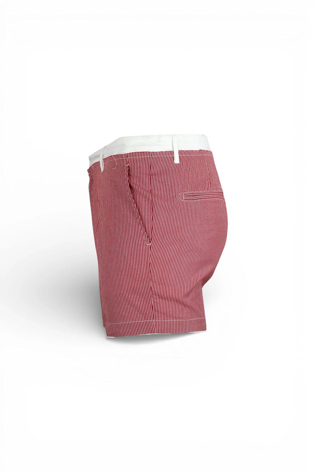Red Cotton Shorts with White Waistband