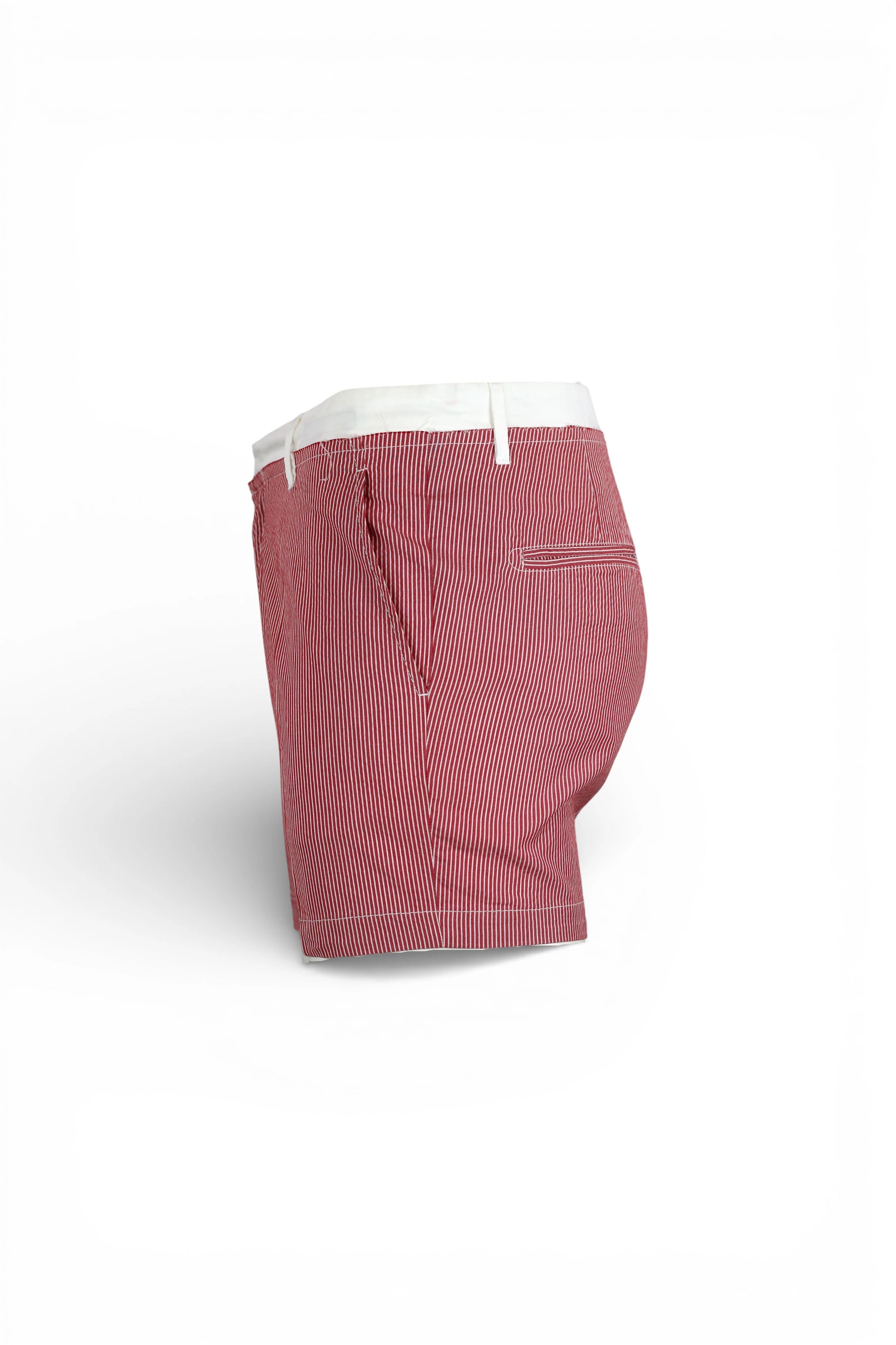 Red Cotton Shorts with White Waistband