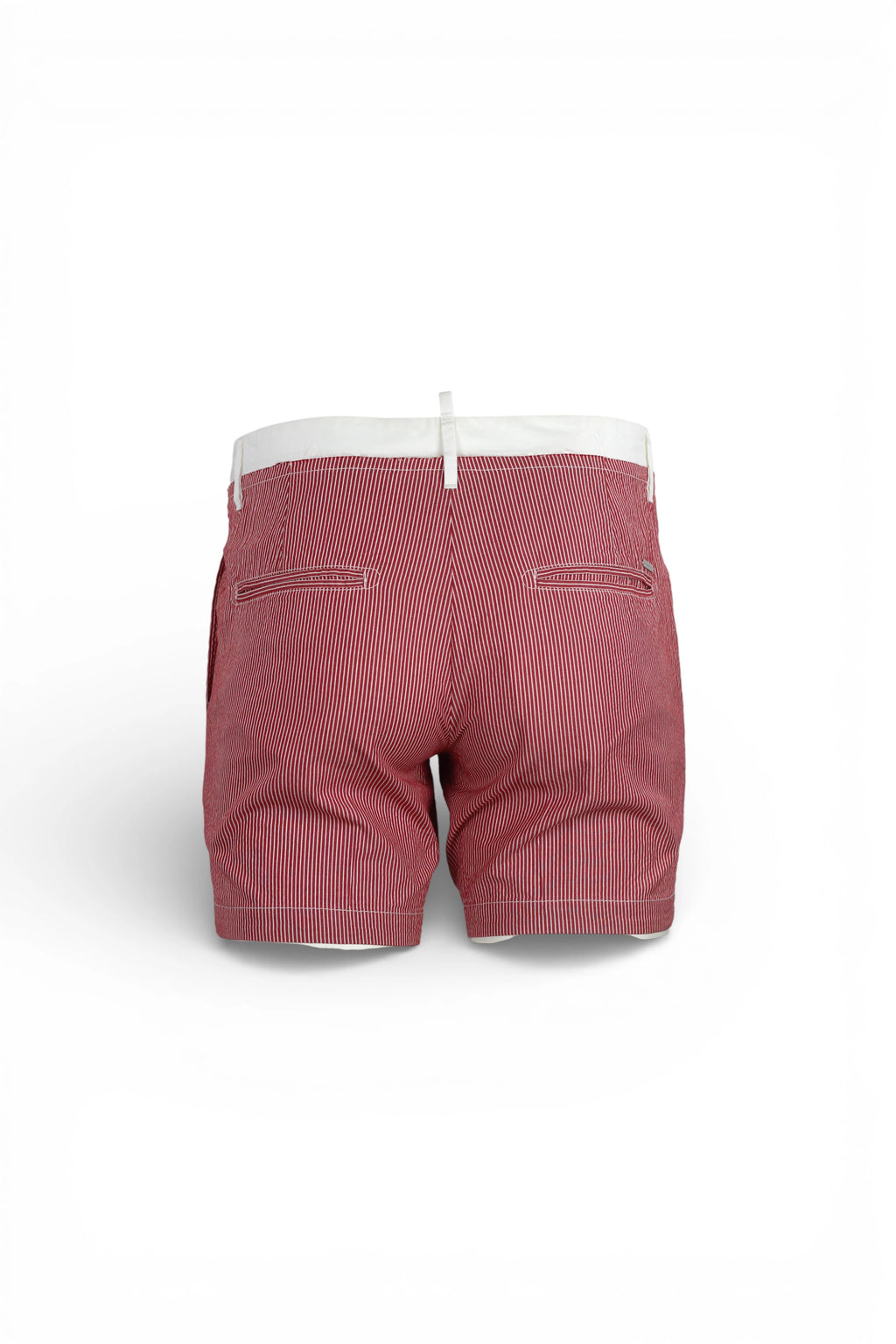 Red Cotton Shorts with White Waistband