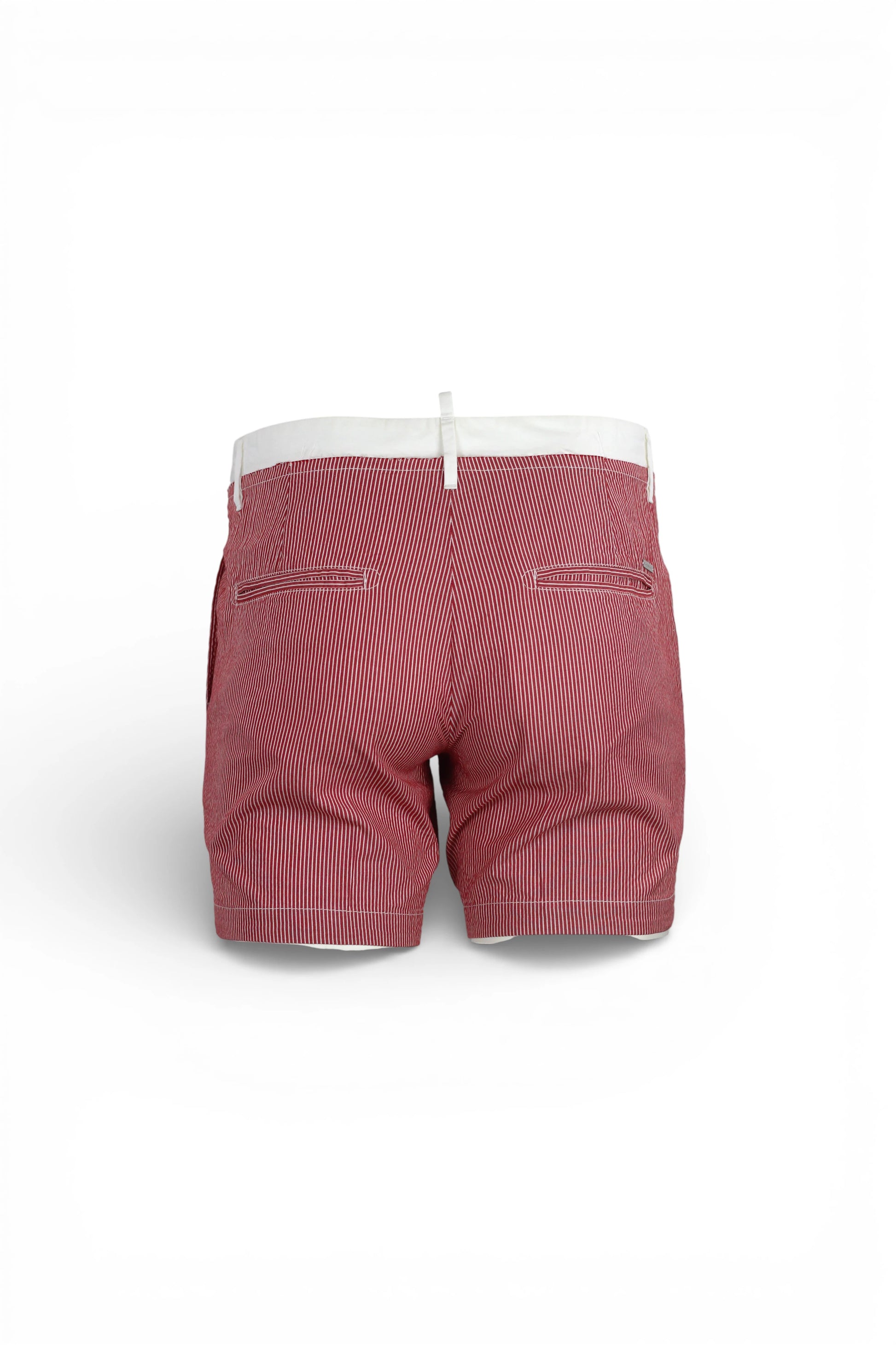 Red Cotton Shorts with White Waistband