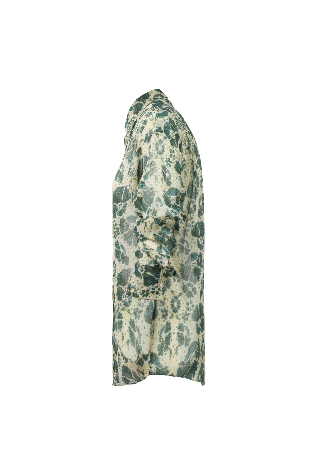 Lace-Print Oversized Button-Down Shirt SS2022