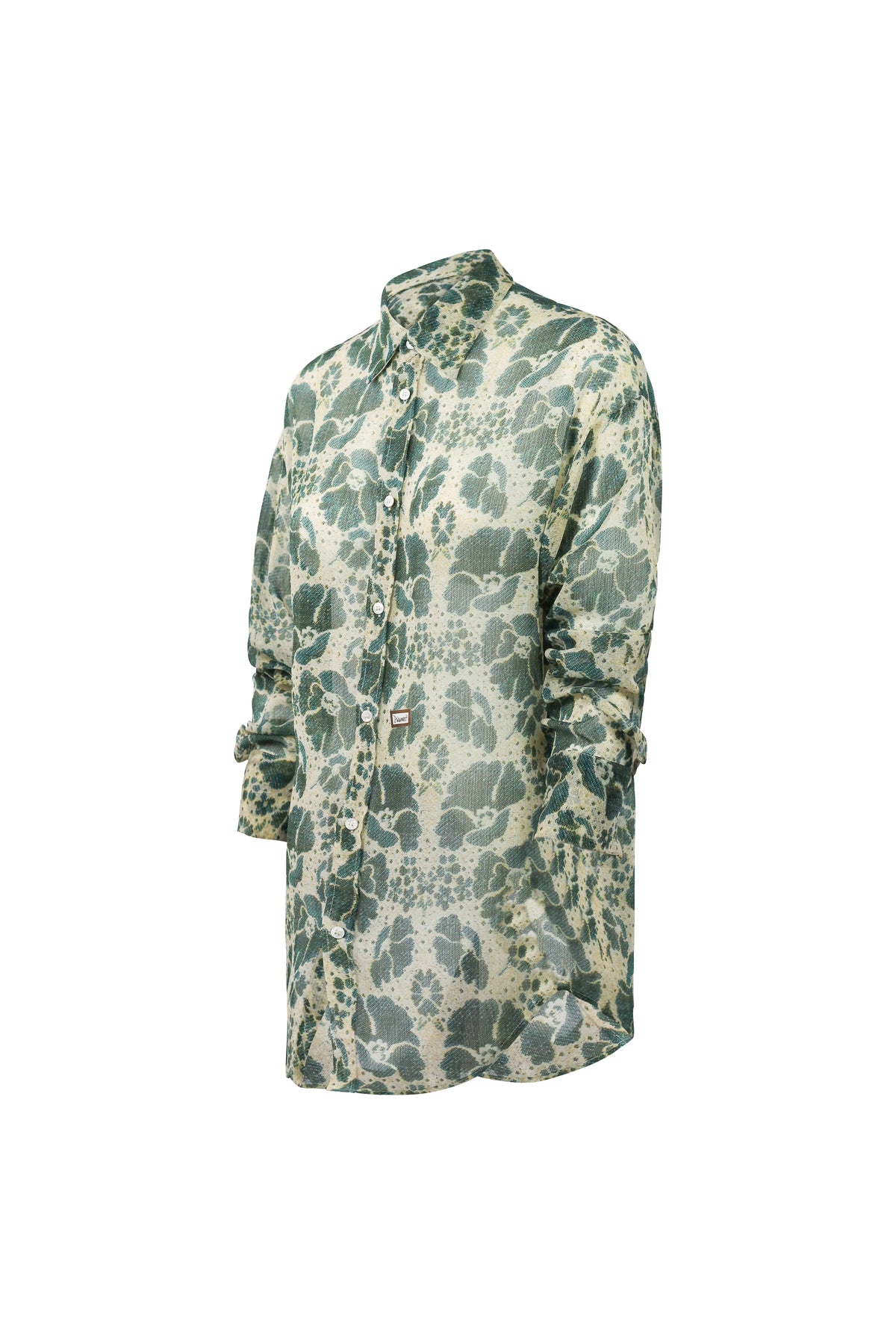 Lace-Print Oversized Button-Down Shirt SS2022