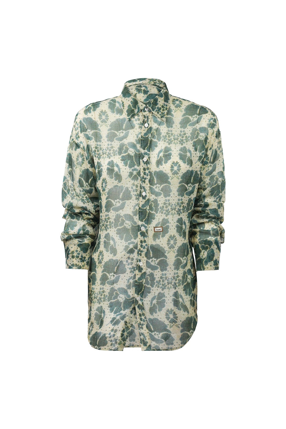 Lace-Print Oversized Button-Down Shirt SS2022