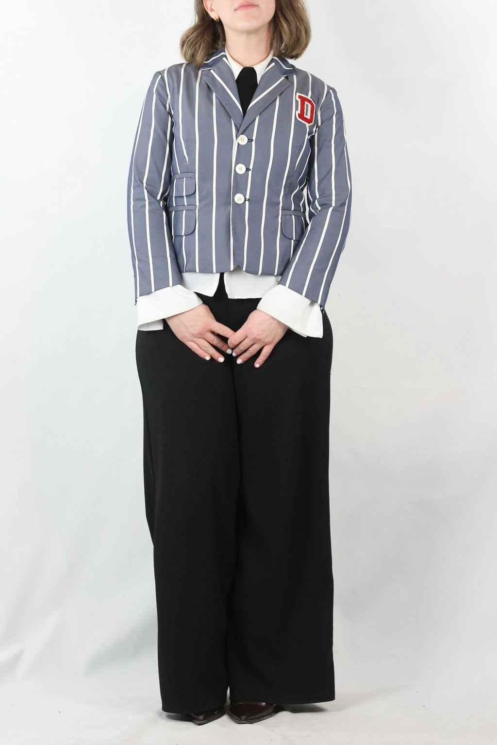 Striped Fitted Cropped Blazer
