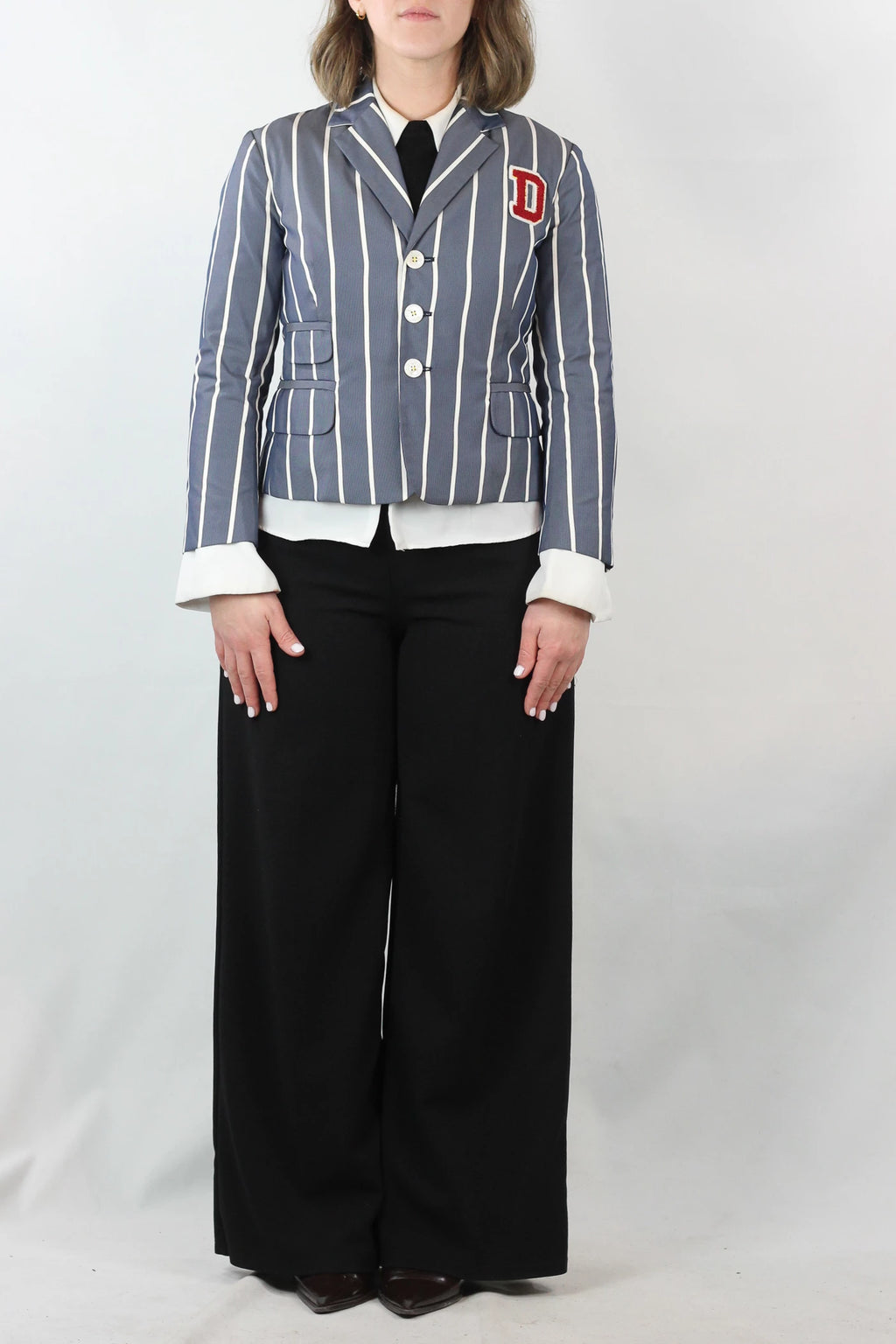 Striped Fitted Cropped Blazer