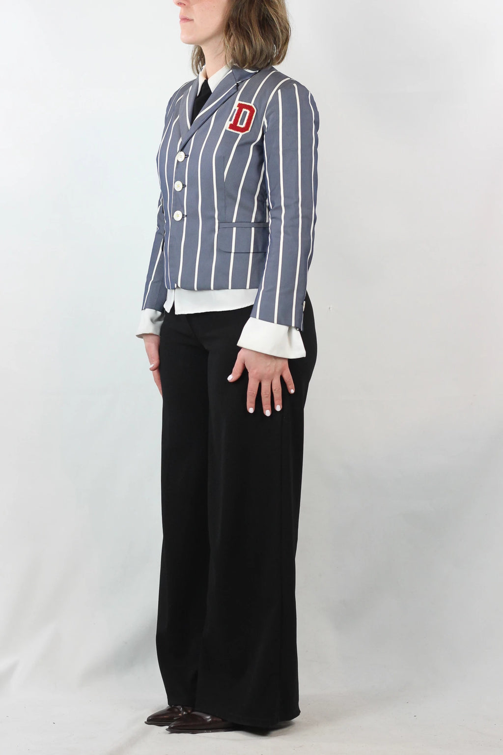 Striped Fitted Cropped Blazer