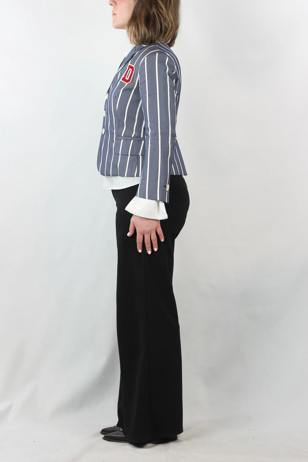 Striped Fitted Cropped Blazer