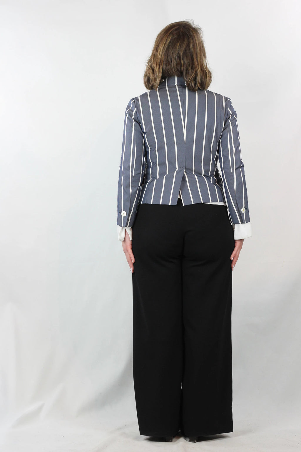 Striped Fitted Cropped Blazer
