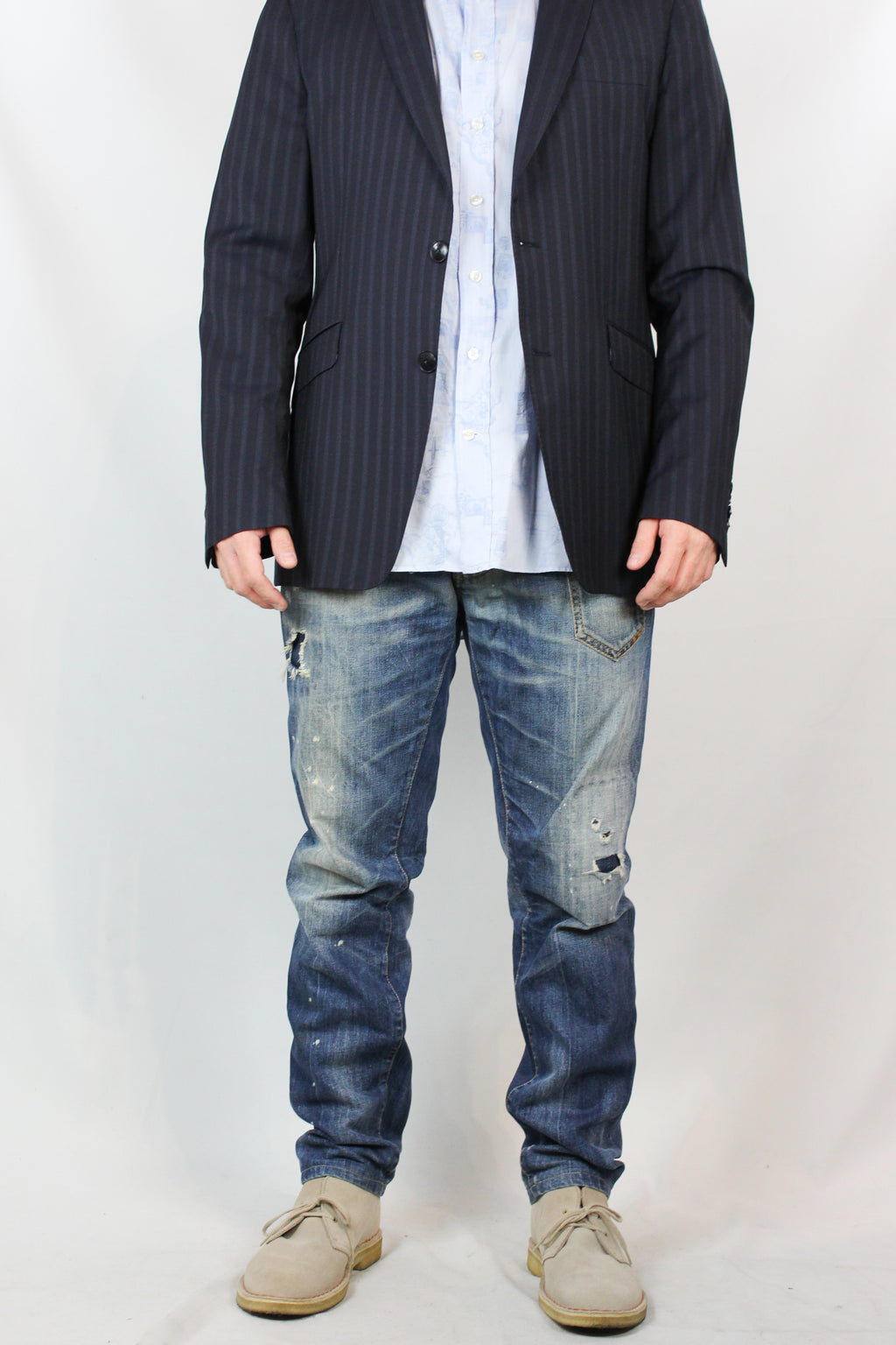Slim Distressed Denim Jeans