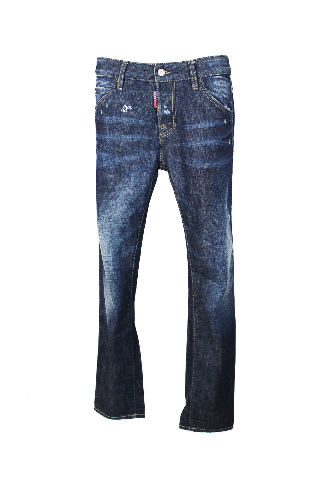 Classic Low-Rise Dark Wash Jeans with Embroidery