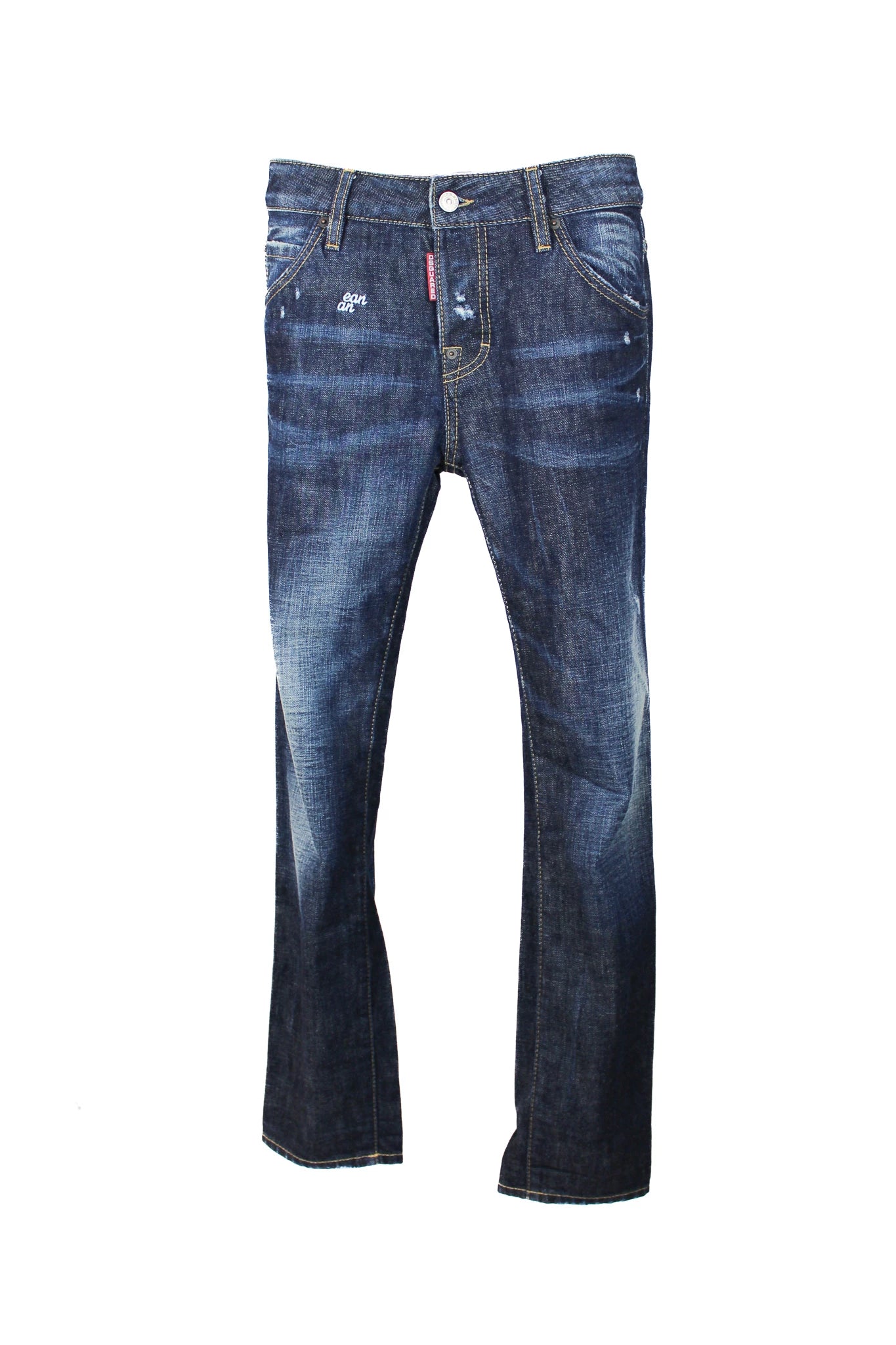 Classic Low-Rise Dark Wash Jeans with Embroidery