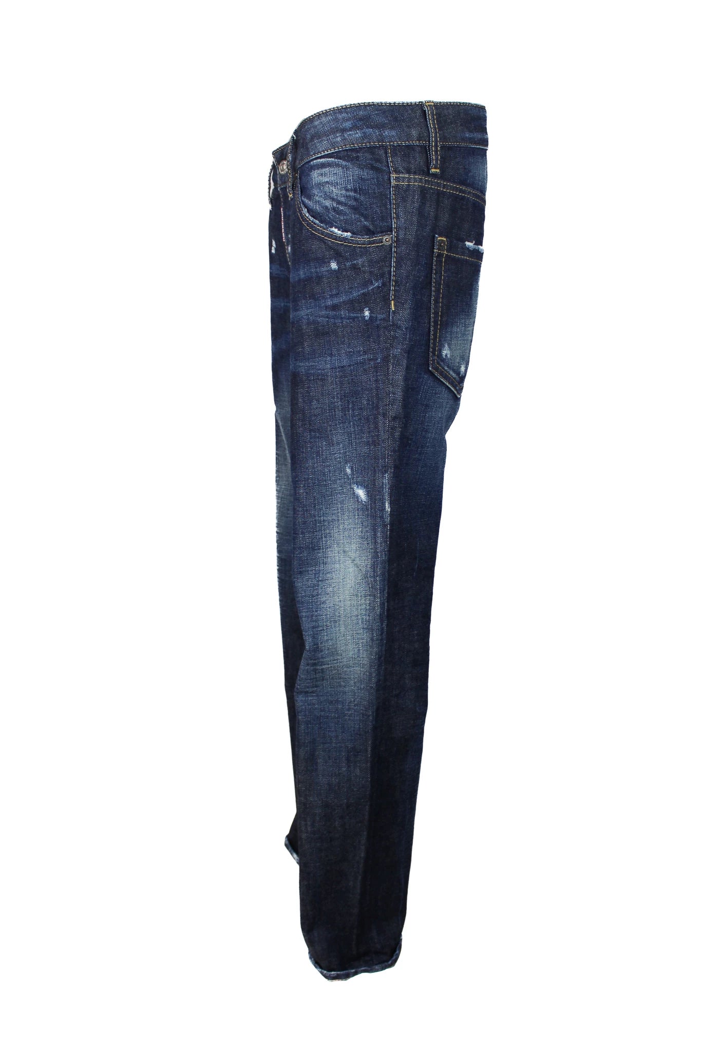 Classic Low-Rise Dark Wash Jeans with Embroidery