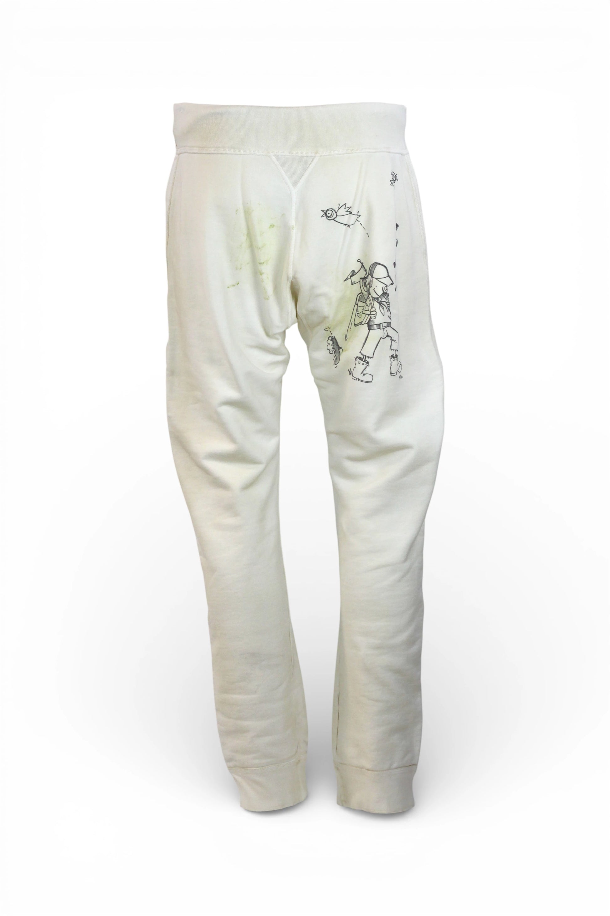 Distressed White Track Trousers
