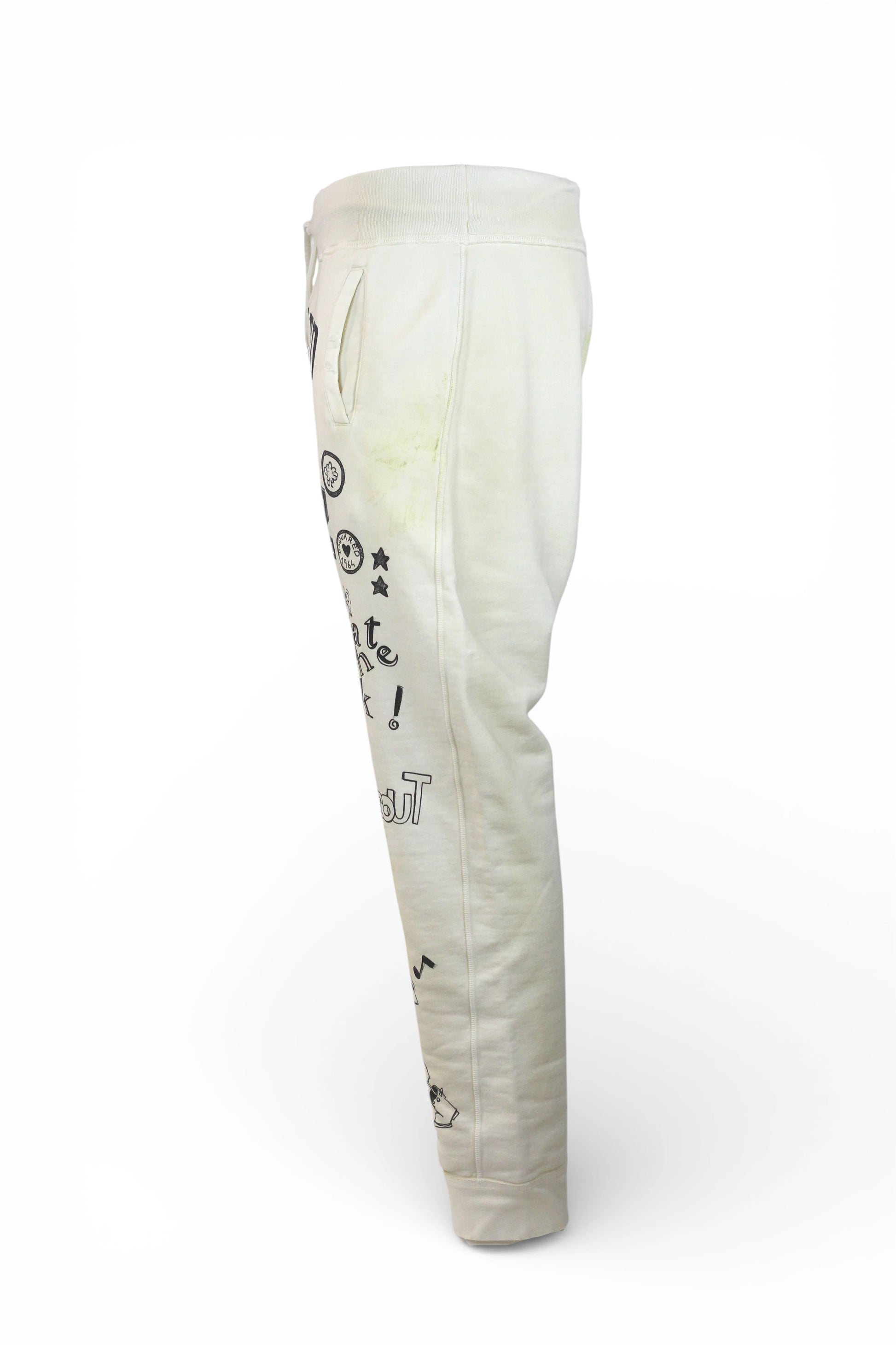 Distressed White Track Trousers