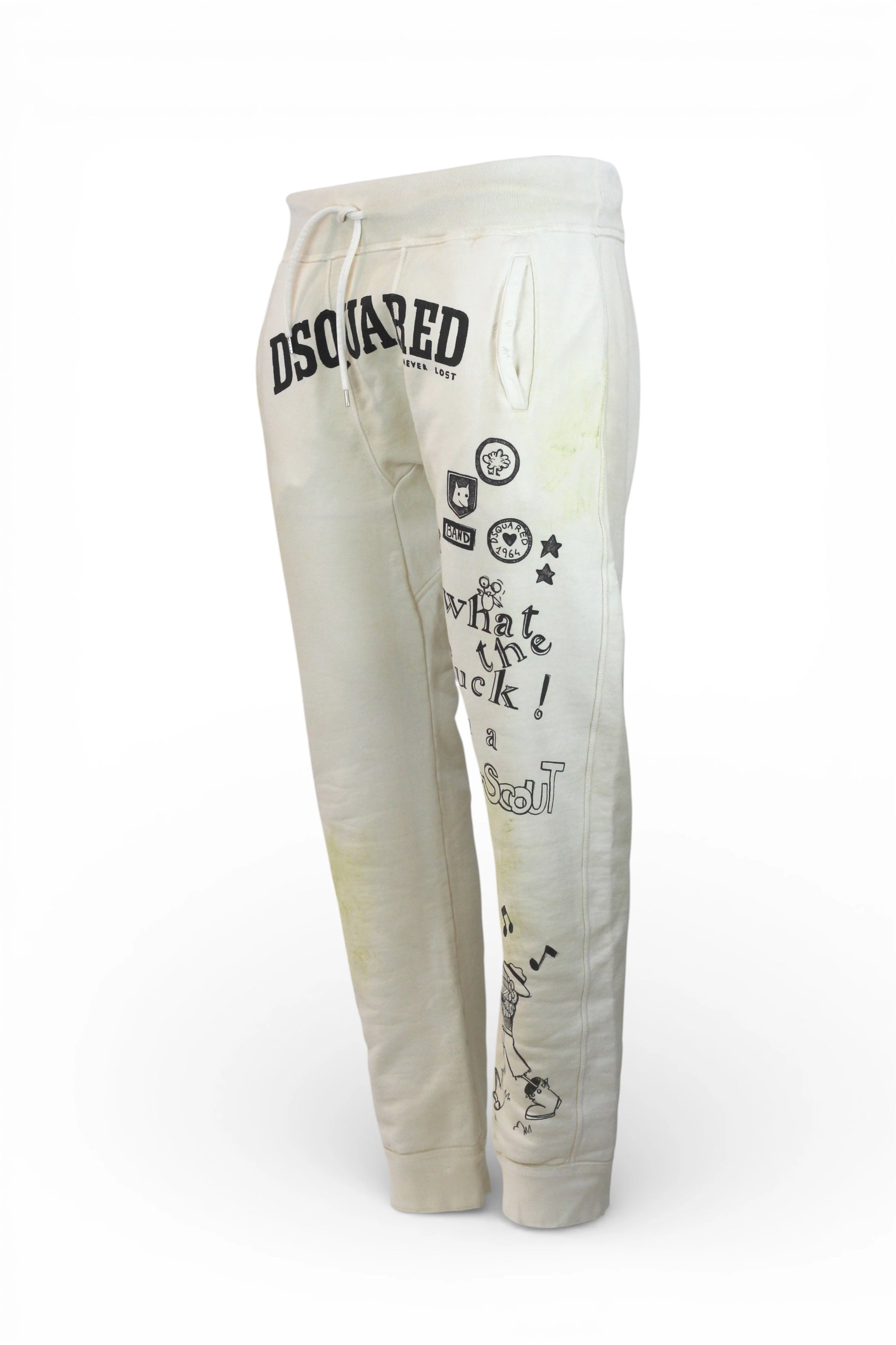 Distressed White Track Trousers
