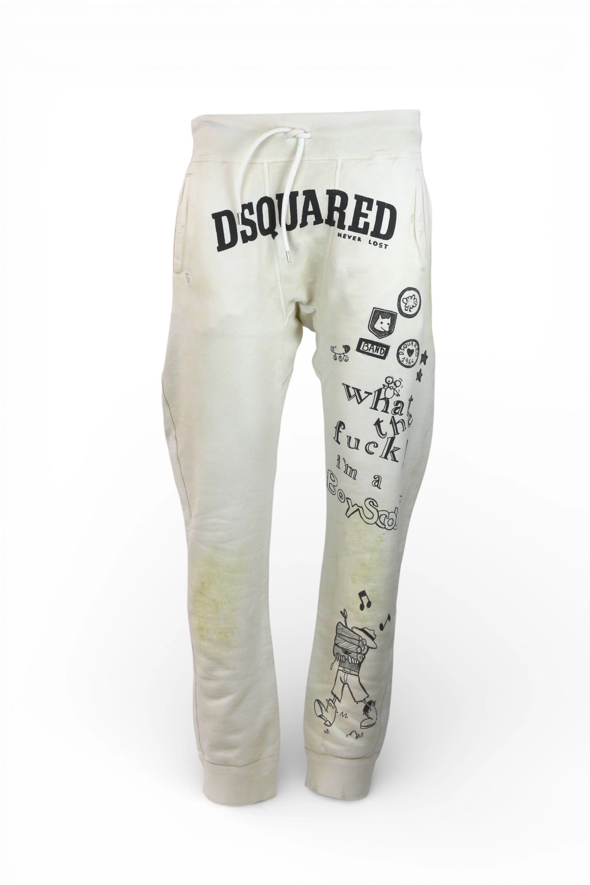 Distressed White Track Trousers