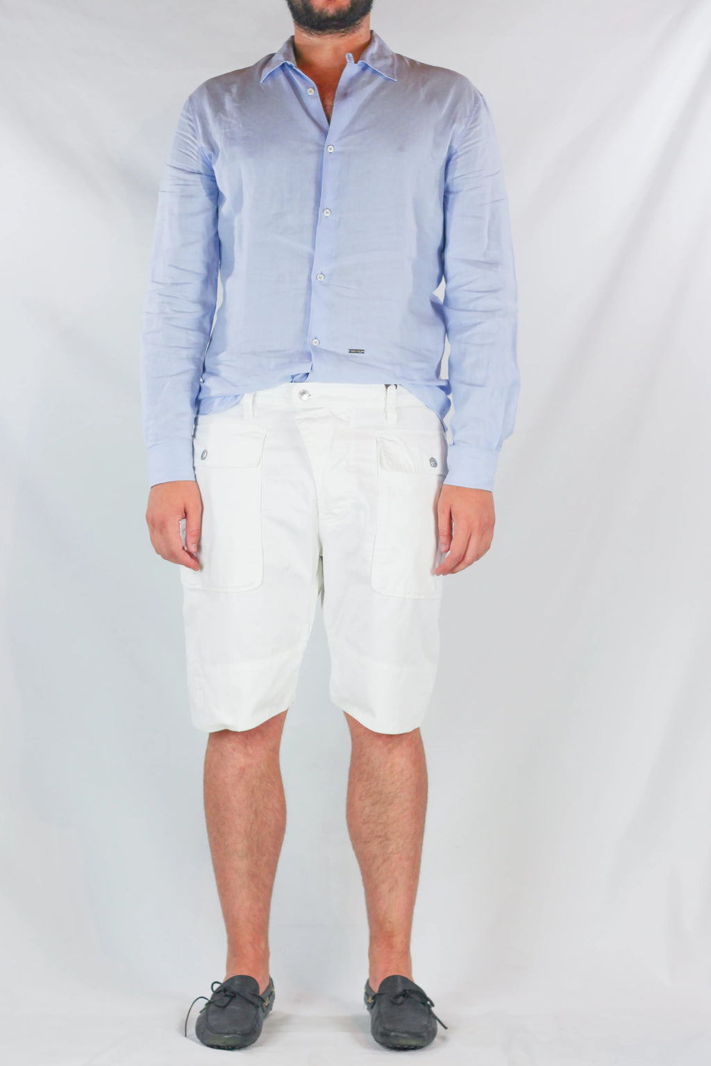 White Cotton Cargo Bermuda