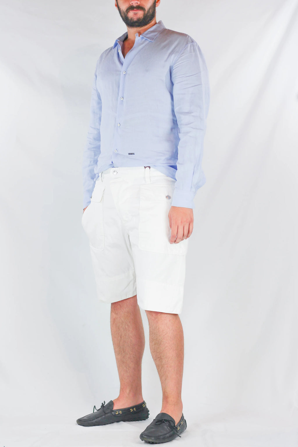 White Cotton Cargo Bermuda