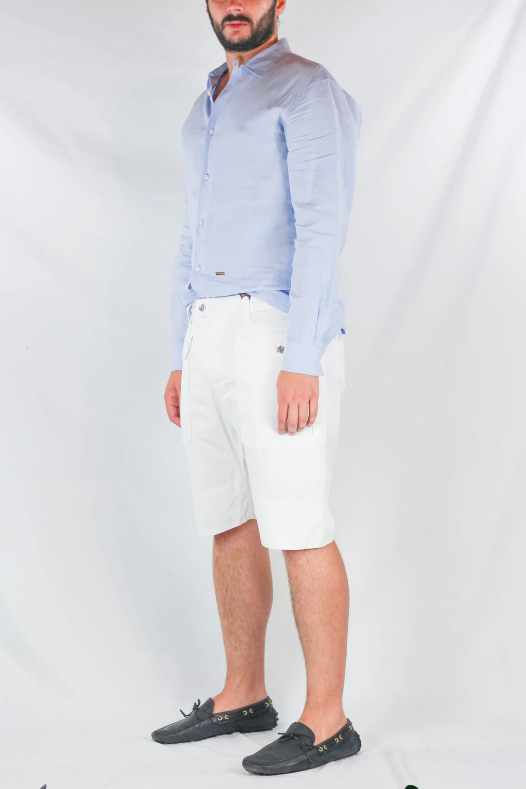 White Cotton Cargo Bermuda