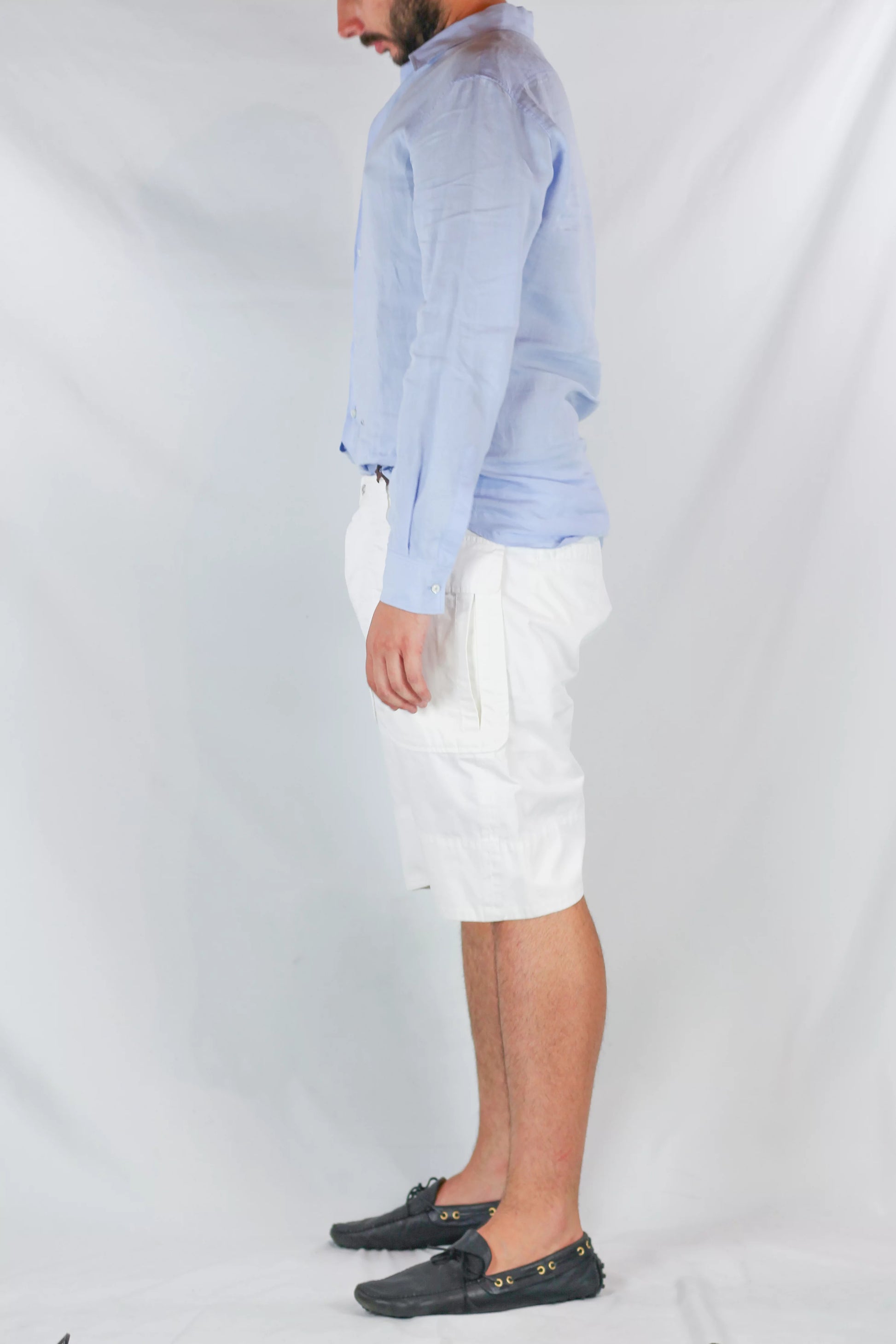 White Cotton Cargo Bermuda