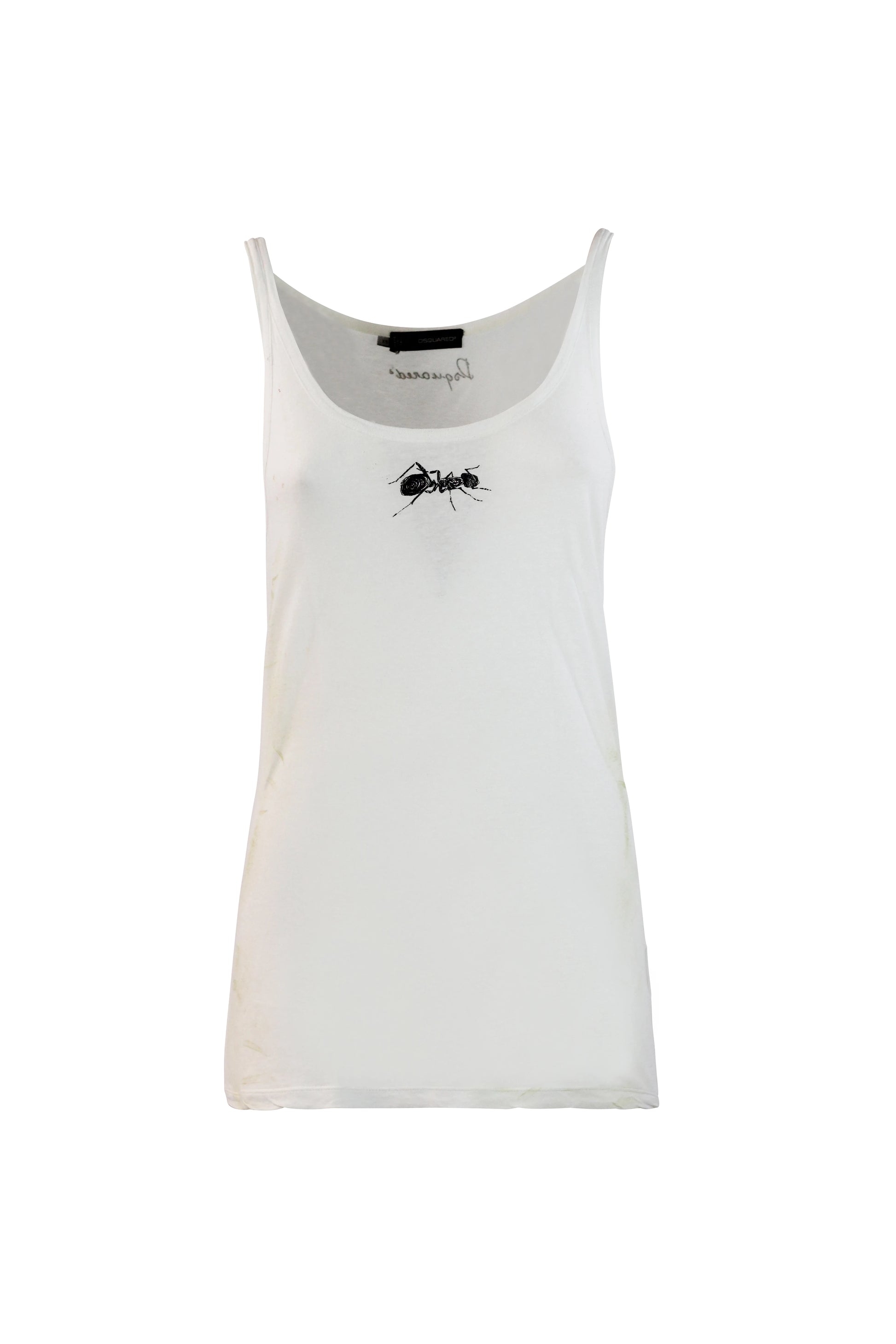 White Distressed Cotton Tank Top