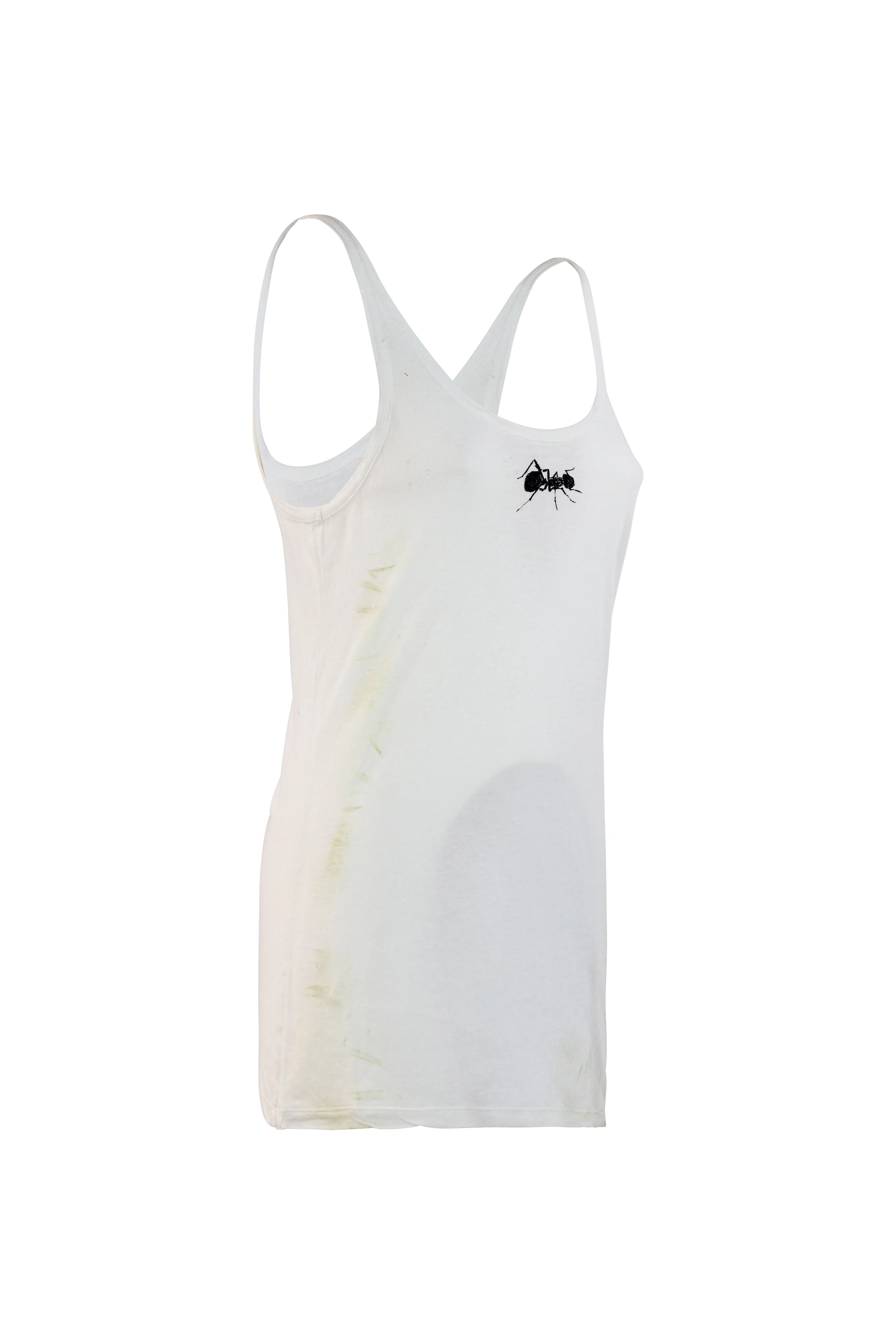 White Distressed Cotton Tank Top