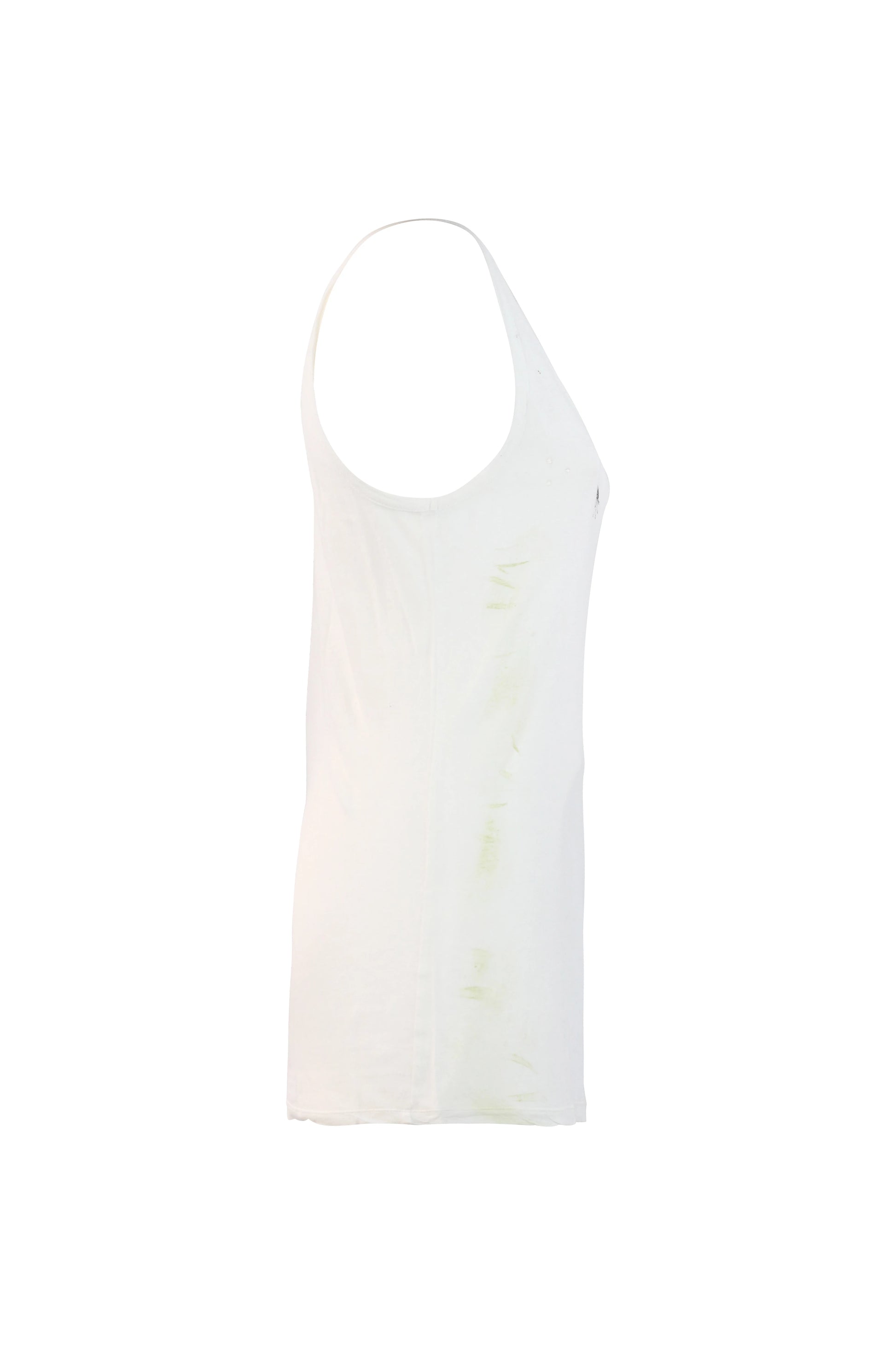 White Distressed Cotton Tank Top