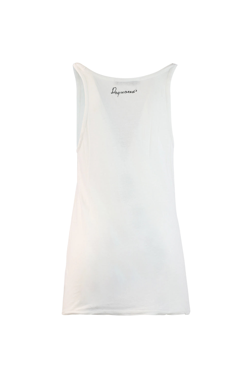 White Distressed Cotton Tank Top