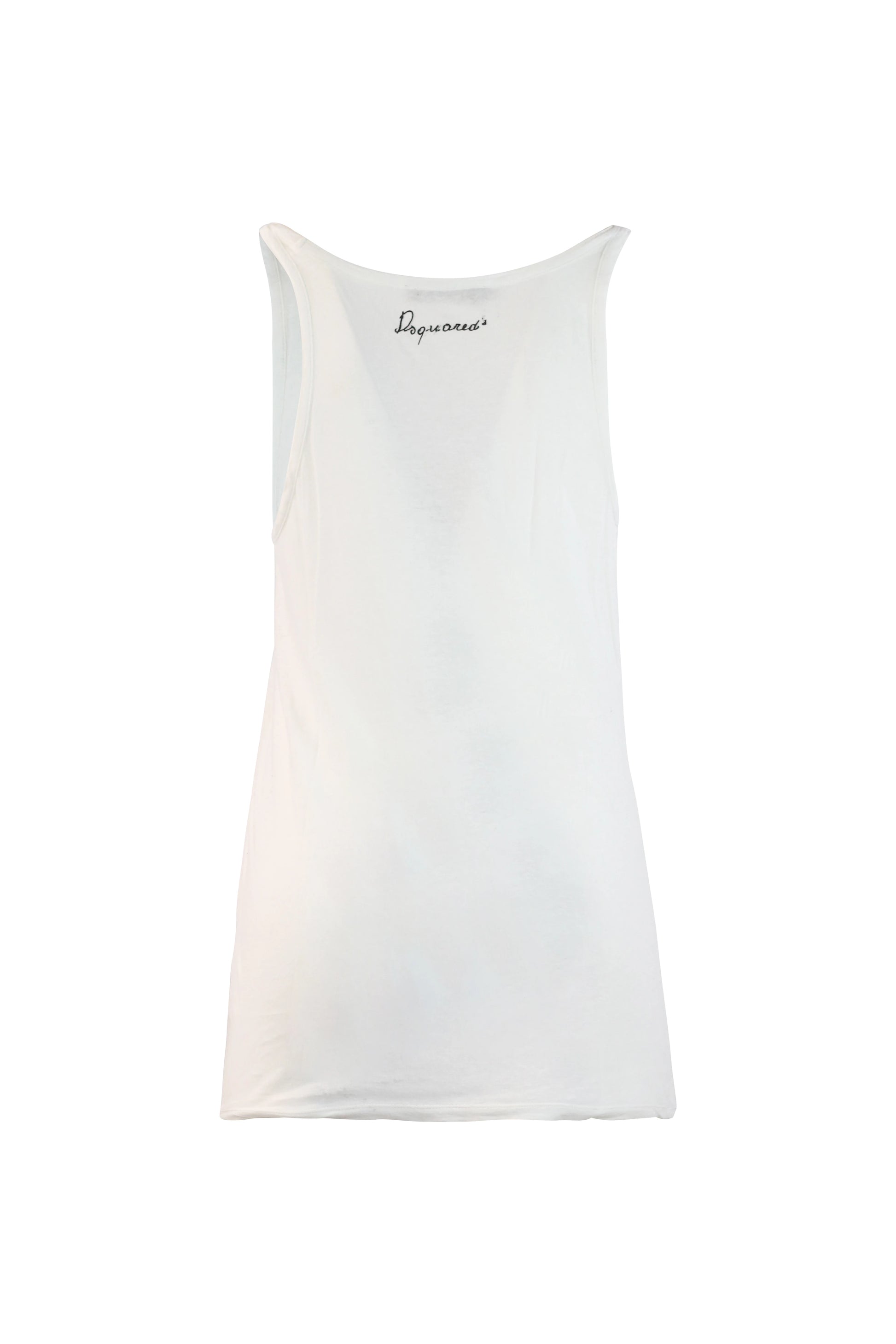 White Distressed Cotton Tank Top